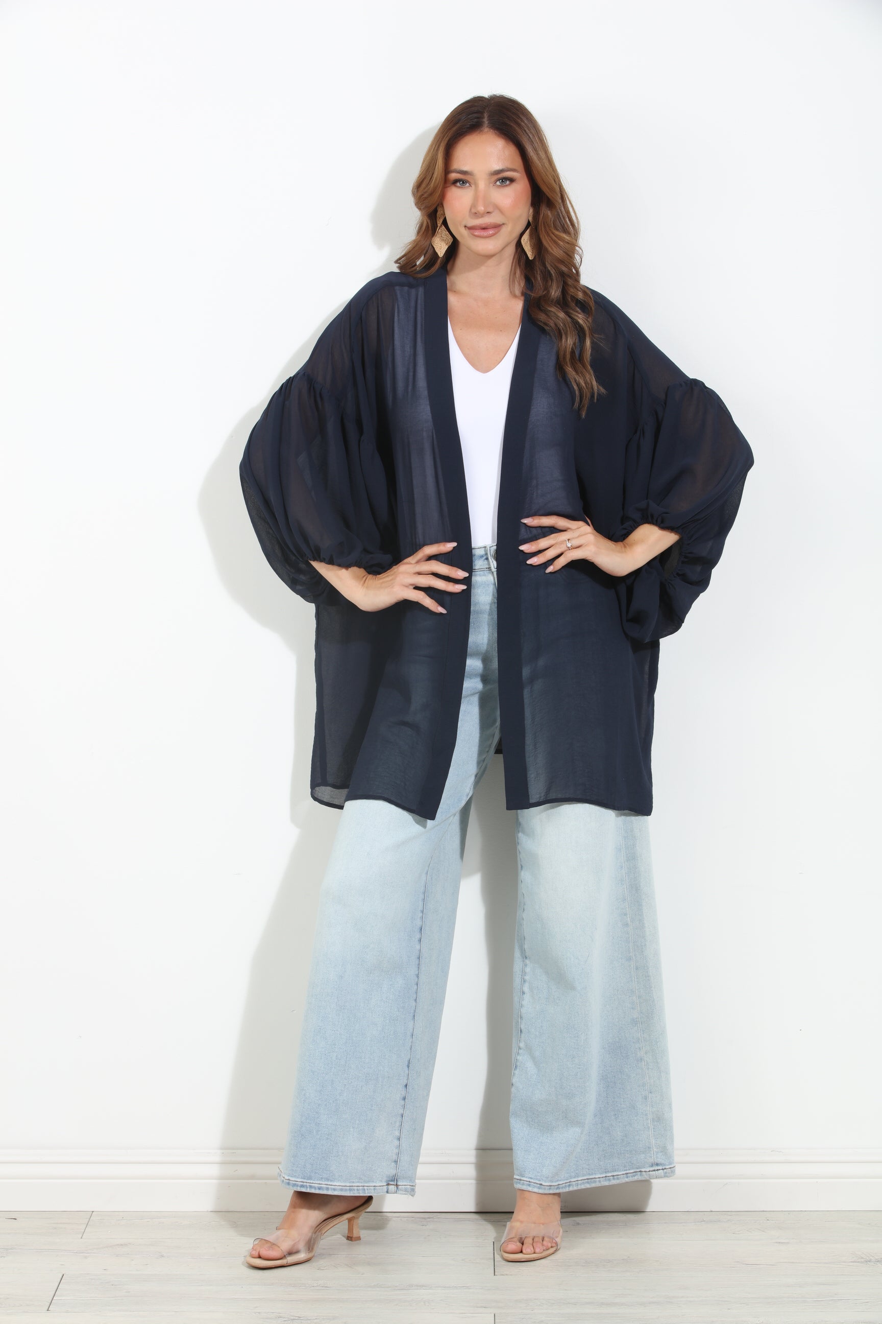 Navy Chiffon Kimono-BEST SELLER