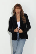 Black Velvet Shirred Blazer-BEST SELLER