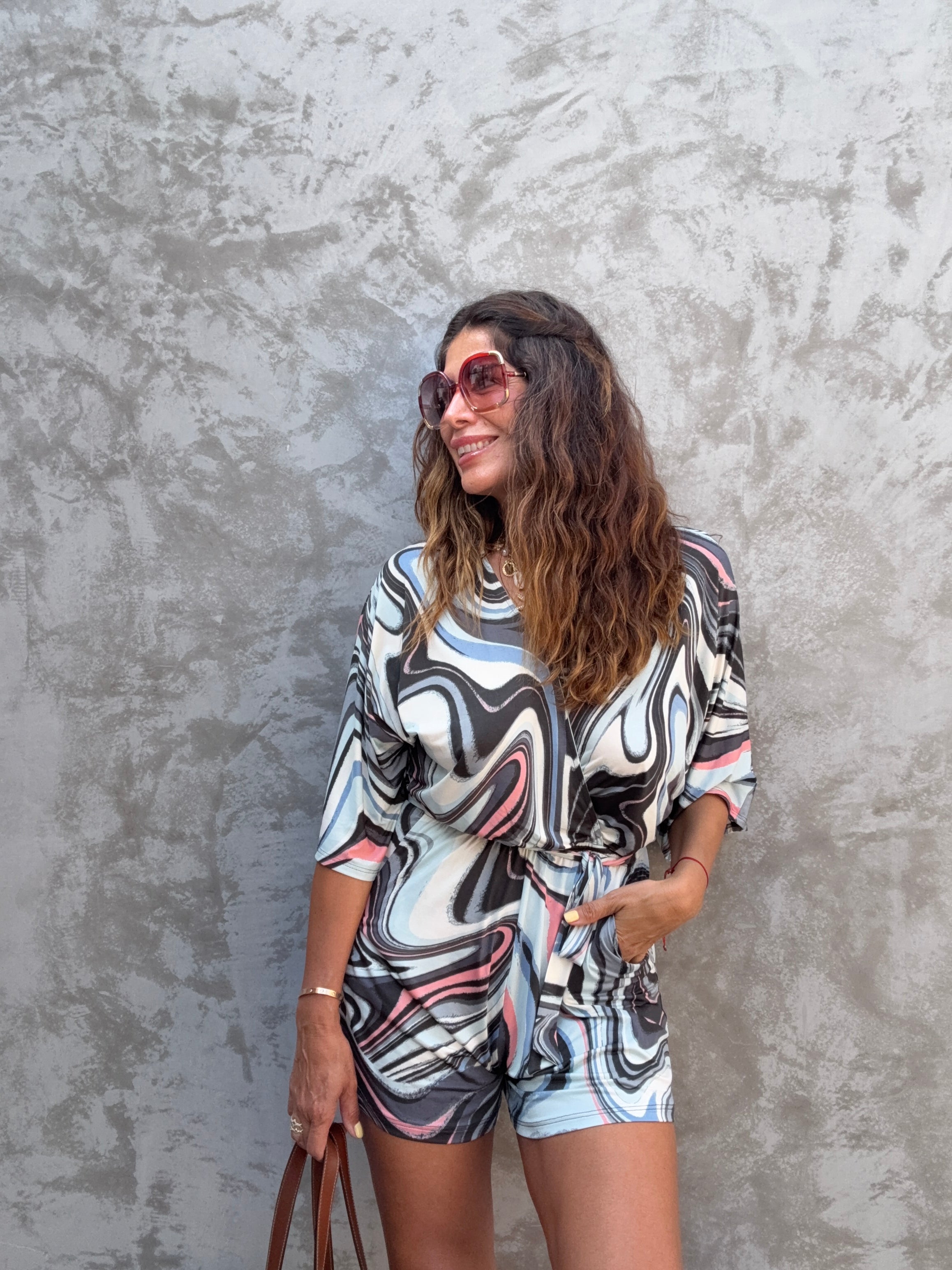 Star Kimono Sleeve Stretch Romper - BEST SELLER