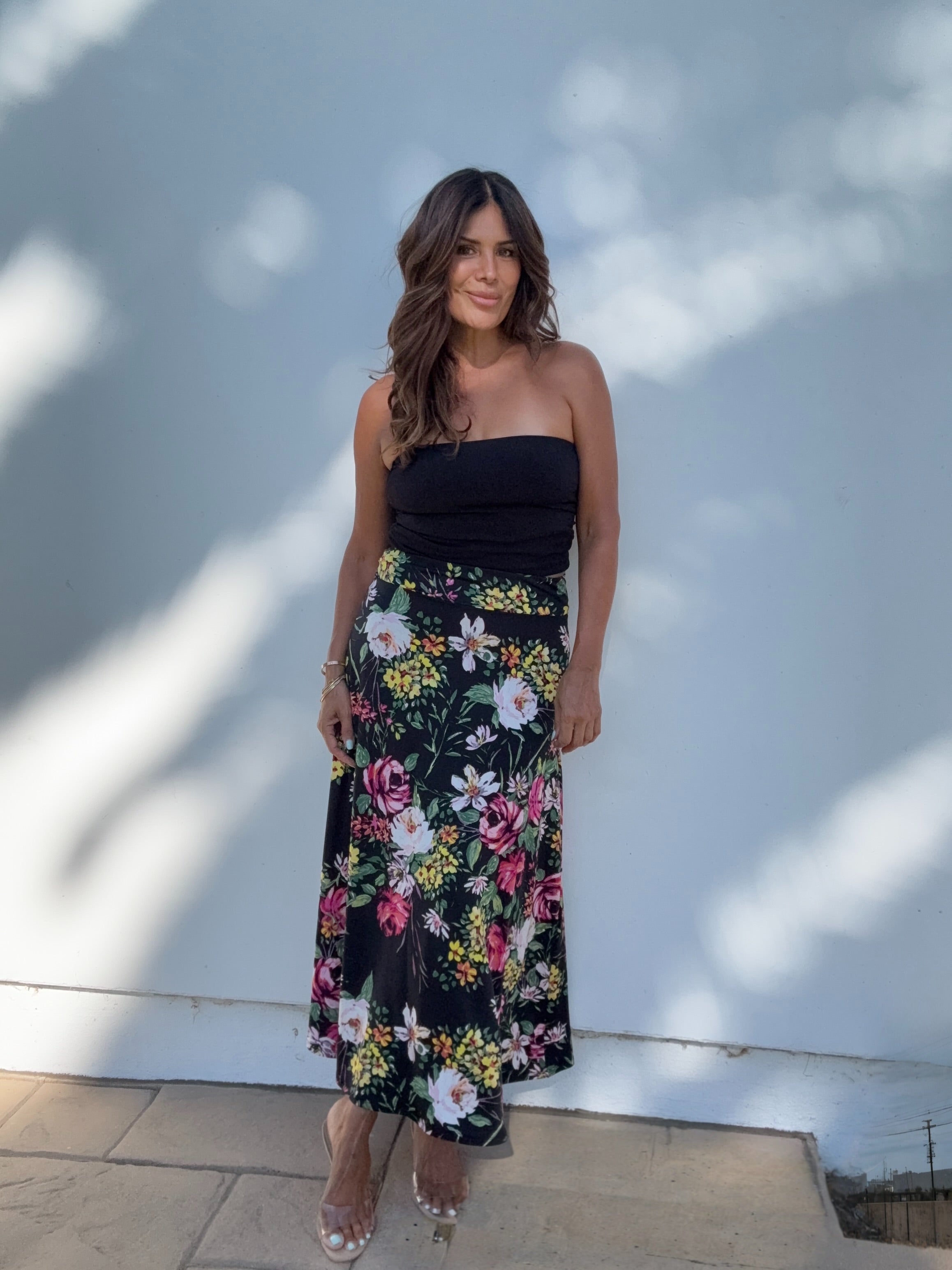 Catalina Striped Stretch Midi Skirt-BEST SELLER