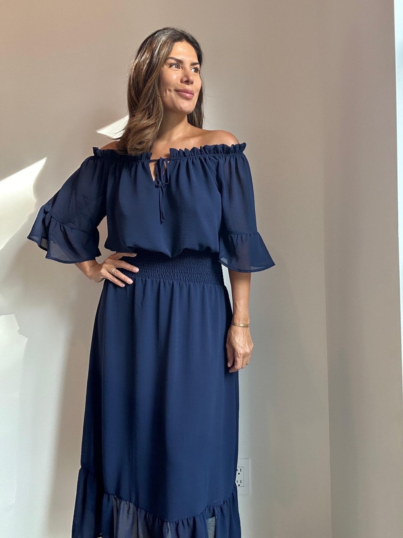 Navy OTS Ruffle Maxi-BEST SELLER