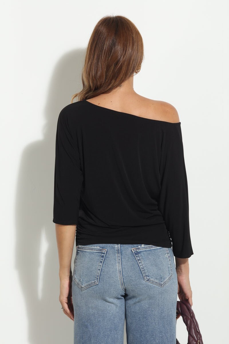 Black Shirred Waist Top-BEST SELLER