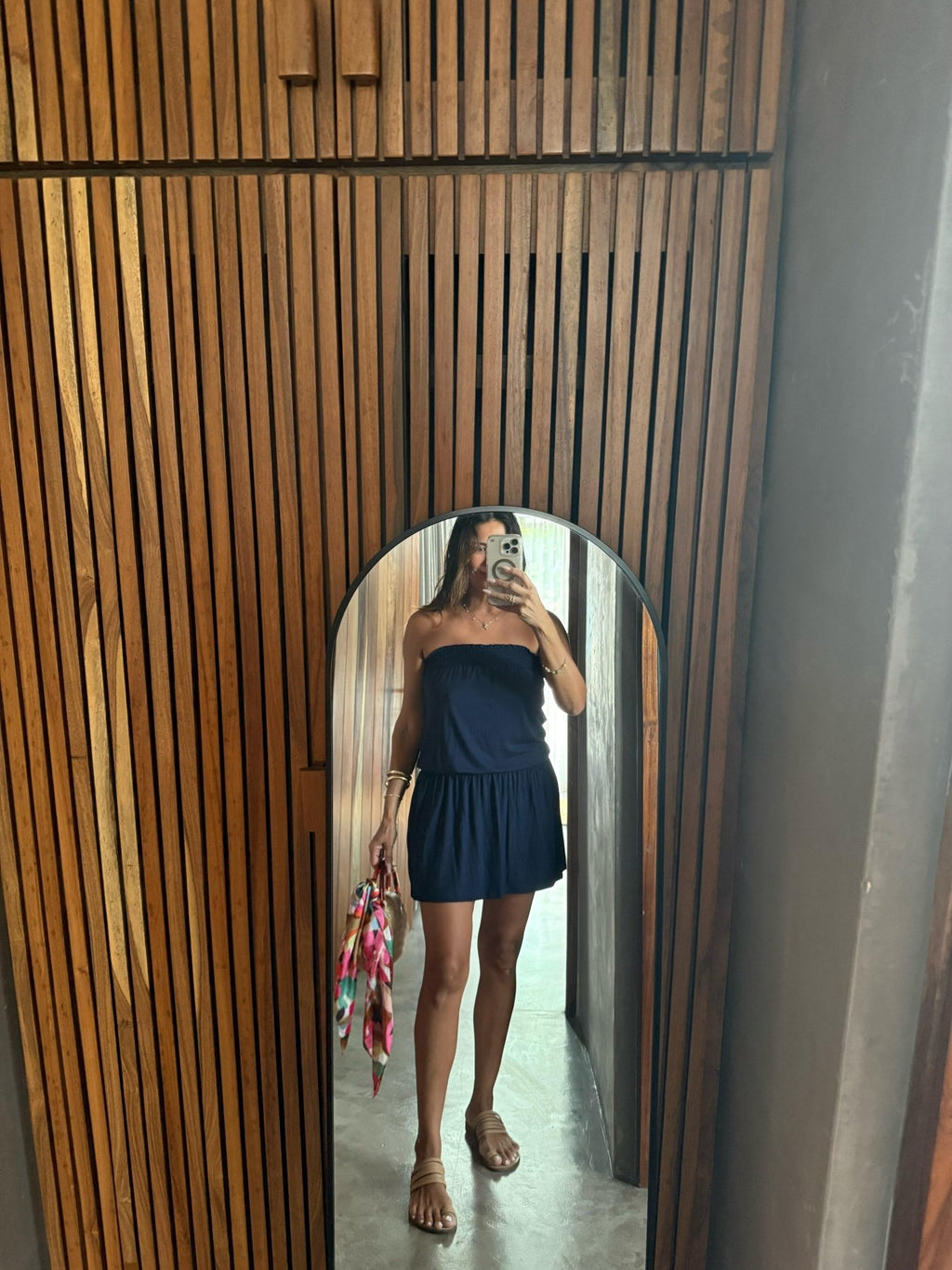 Navy Jersey Tube Smocked Dress-BEST SELLER