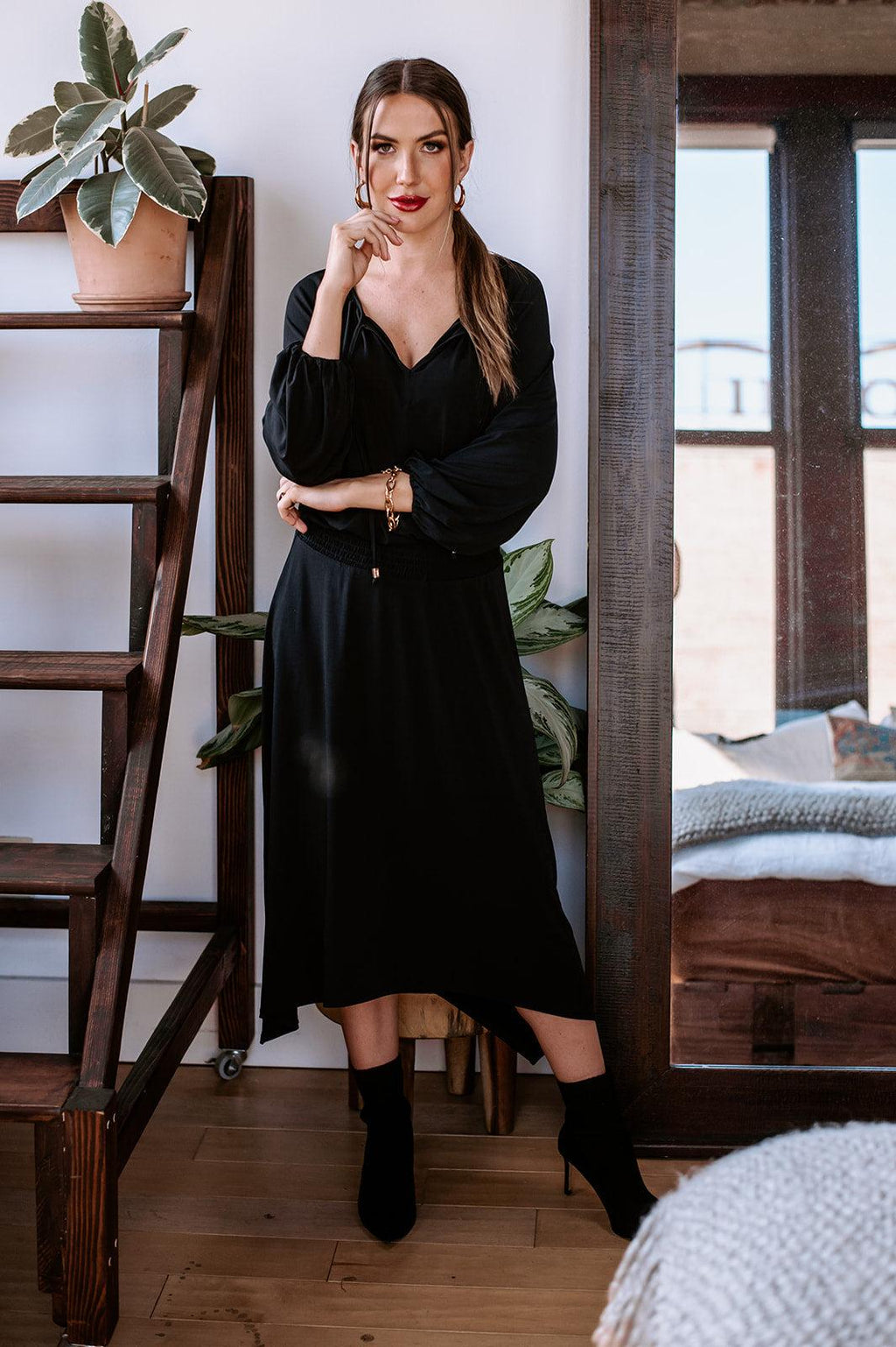 Smocked Stretch Midi Dress-BEST SELLER