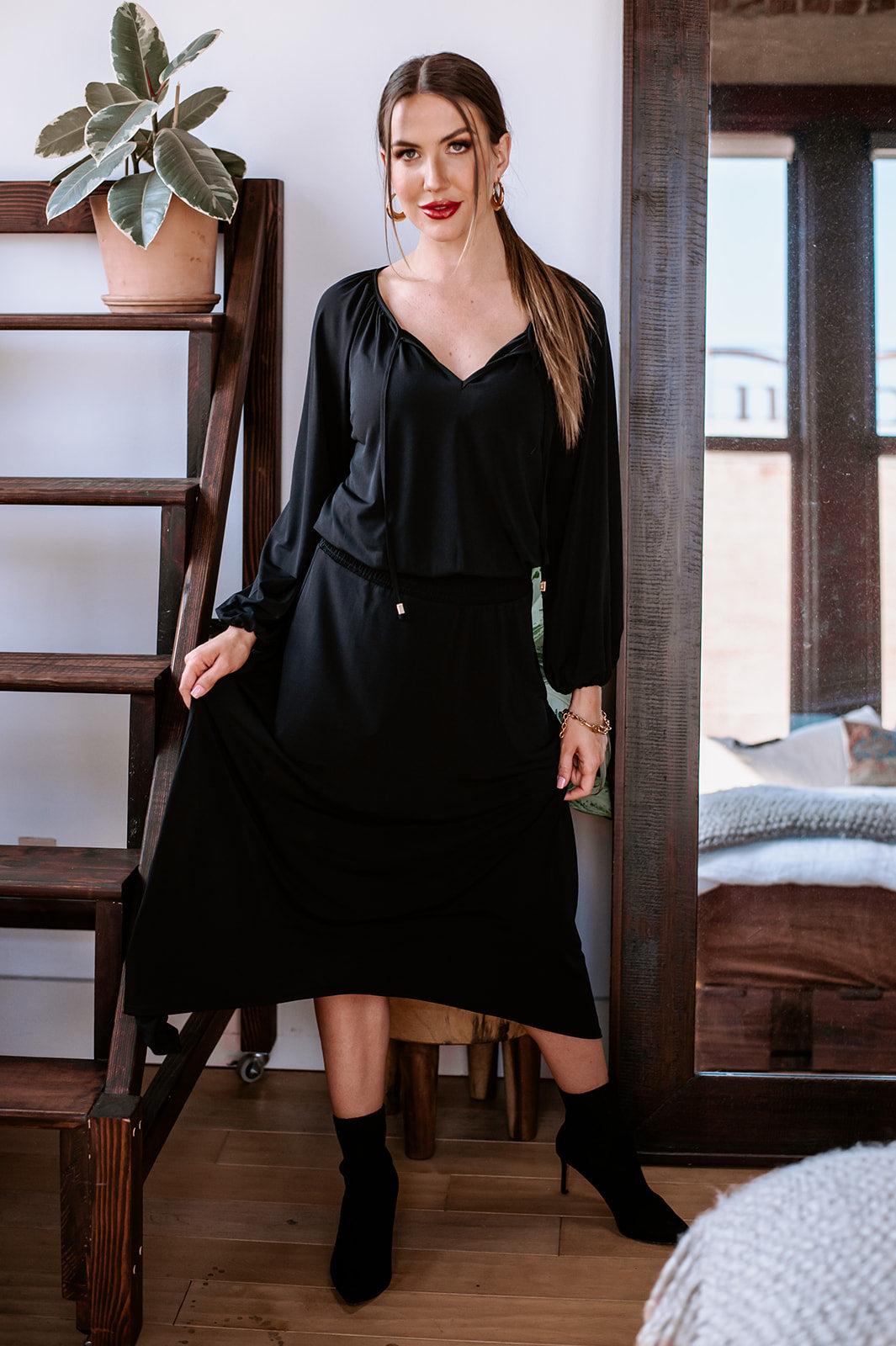 Smocked Stretch Midi Dress-BEST SELLER