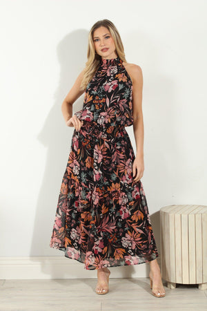 Alexia Chiffon Halter Maxi-FINAL SALE