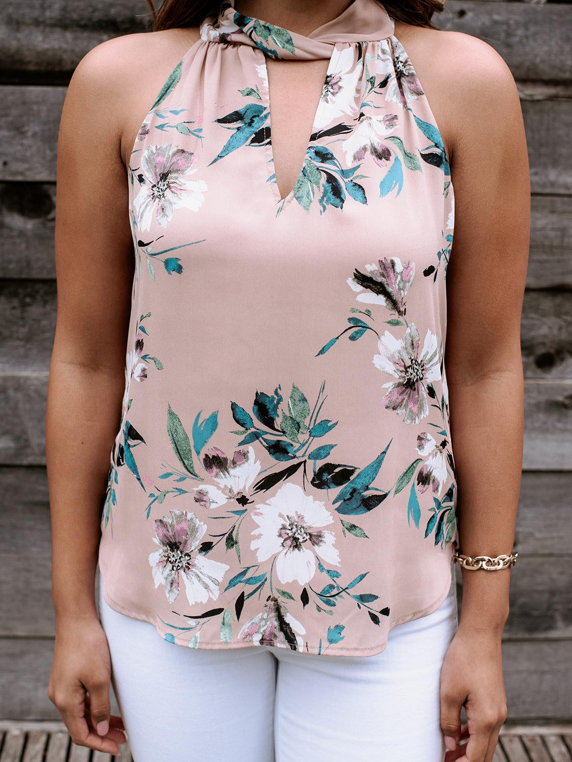 Linda Twist Halter Sleeveless Blouse - FINAL SALE