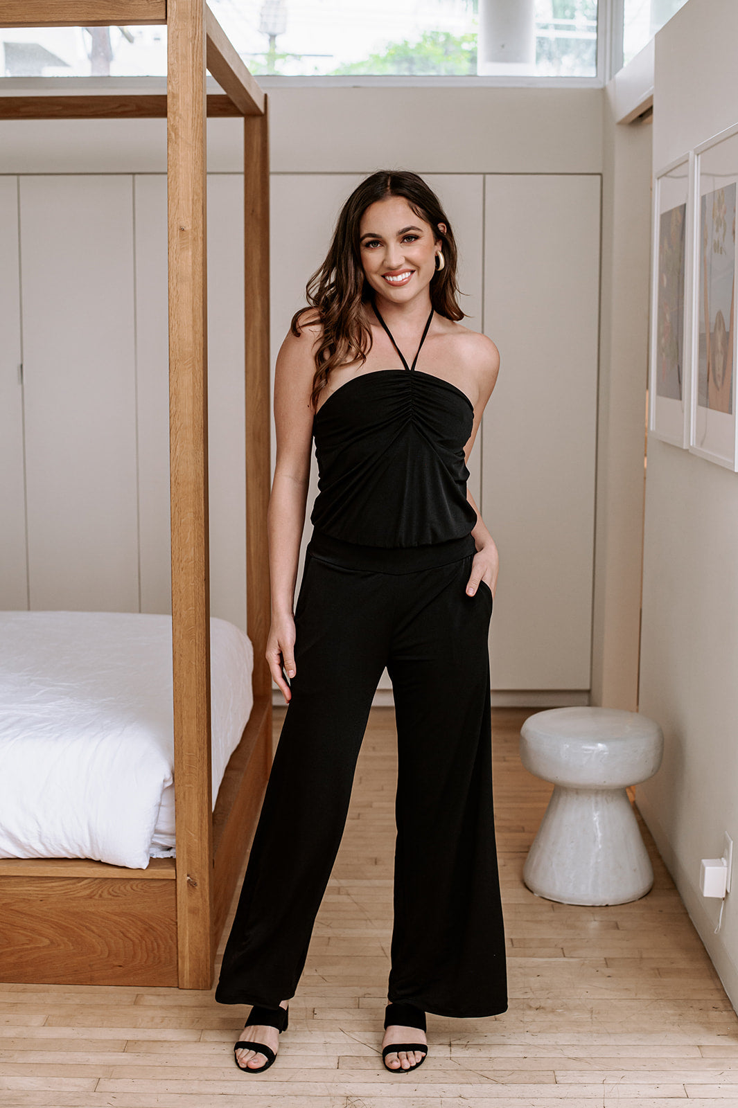 Black Stretch Tube Halter Jumpsuit-FINAL SALE