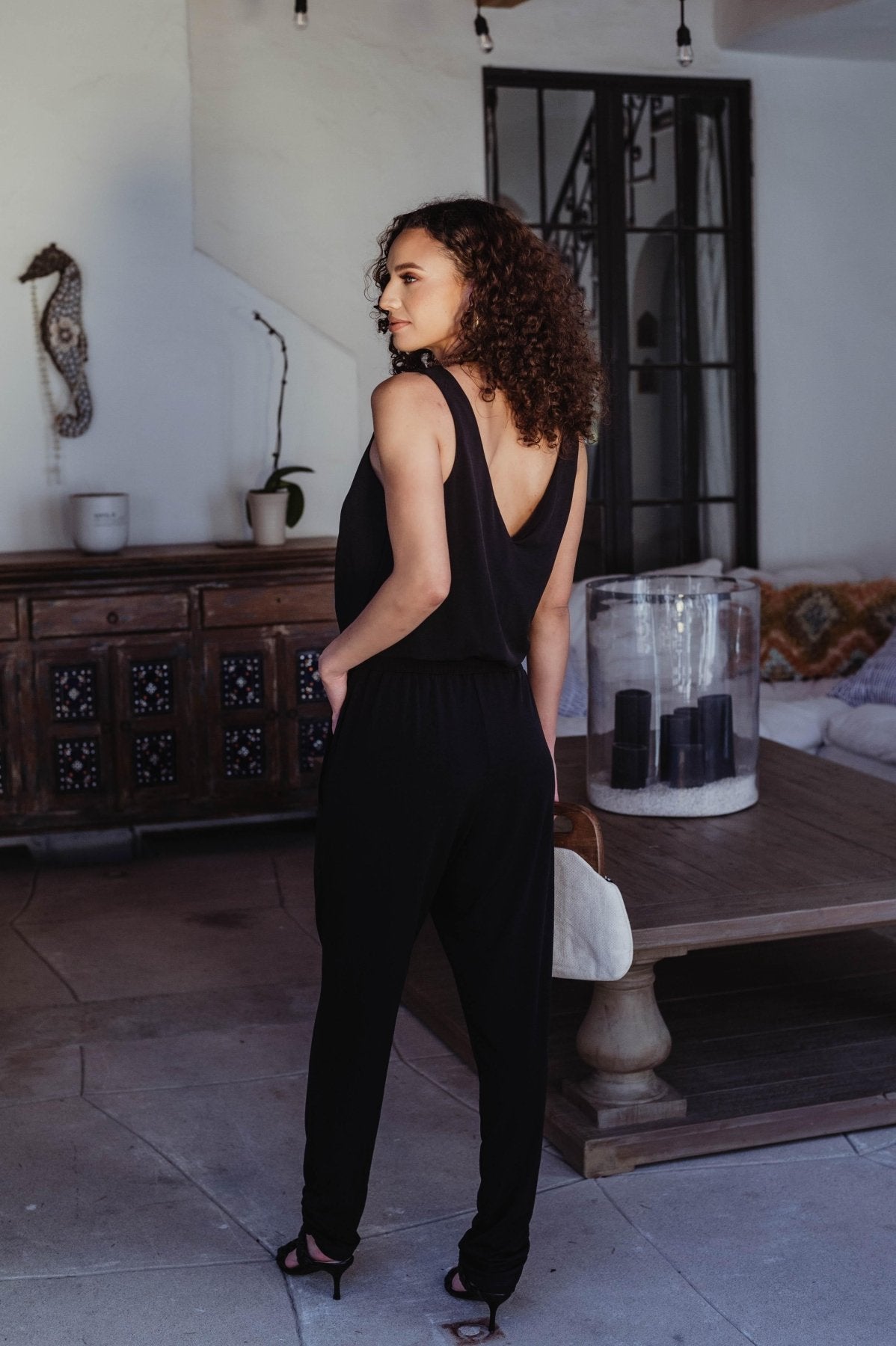 Black stretch Tank Jogger Jumpsuit