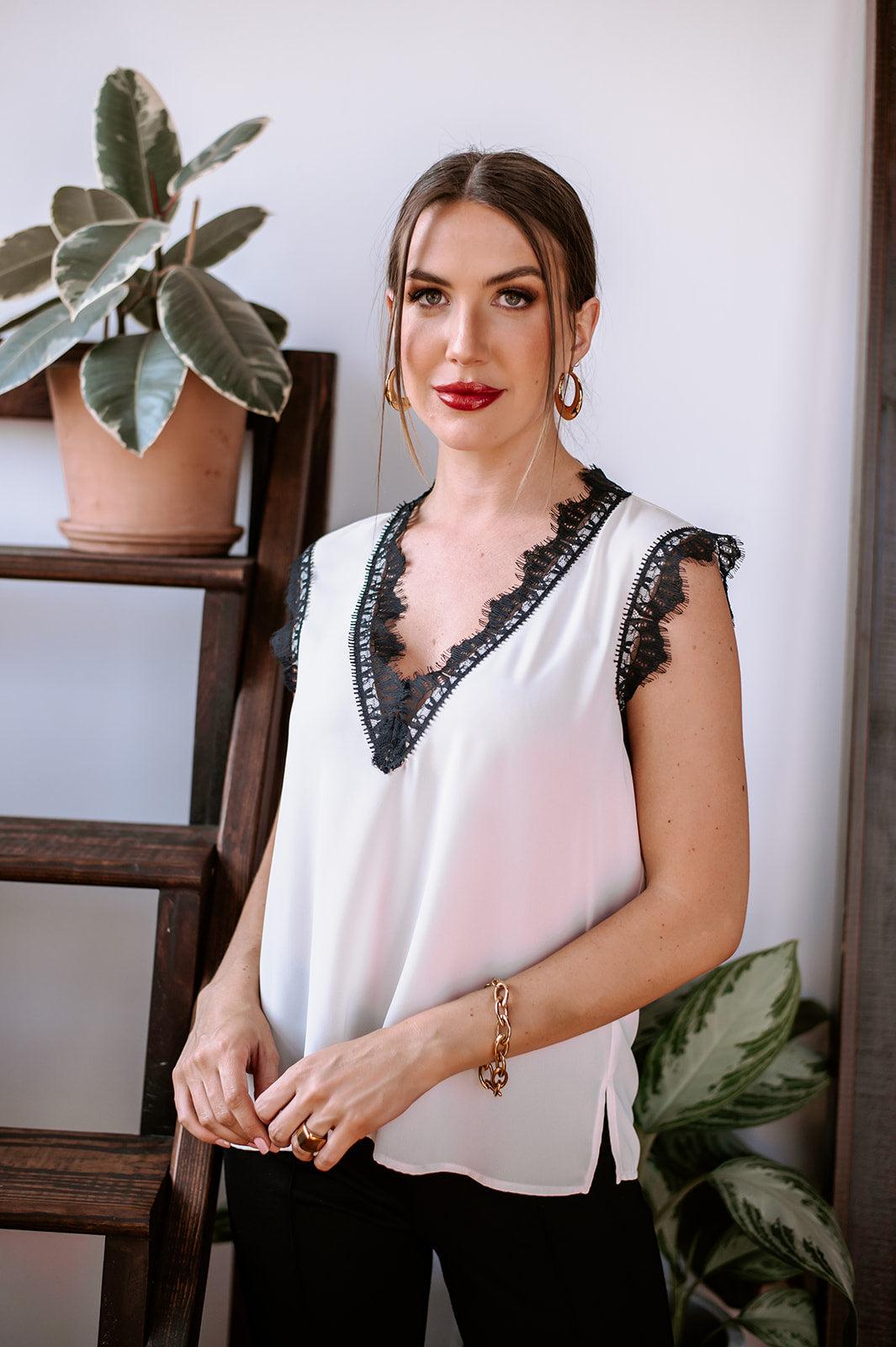 Ivory Sleeveless Lace Top-BEST SELLER