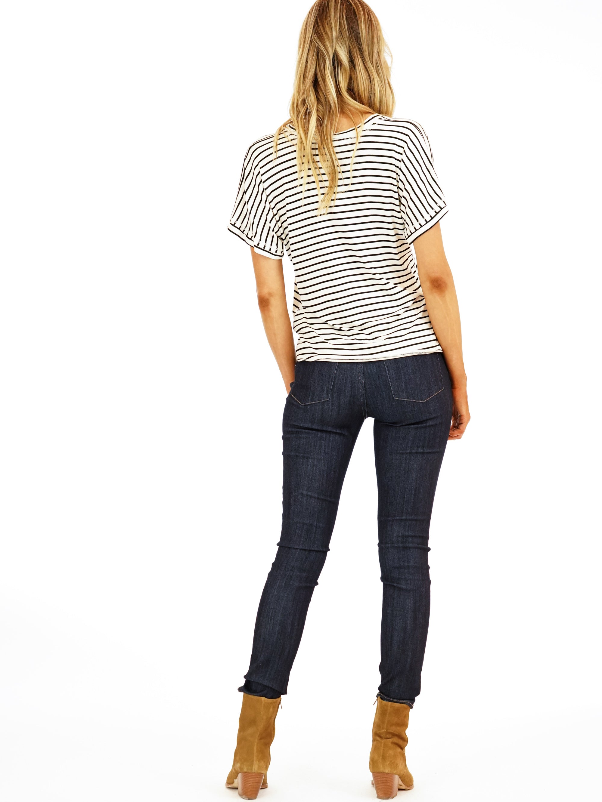 Jordan Stripe Tee with Front Tie-FINAL SALE