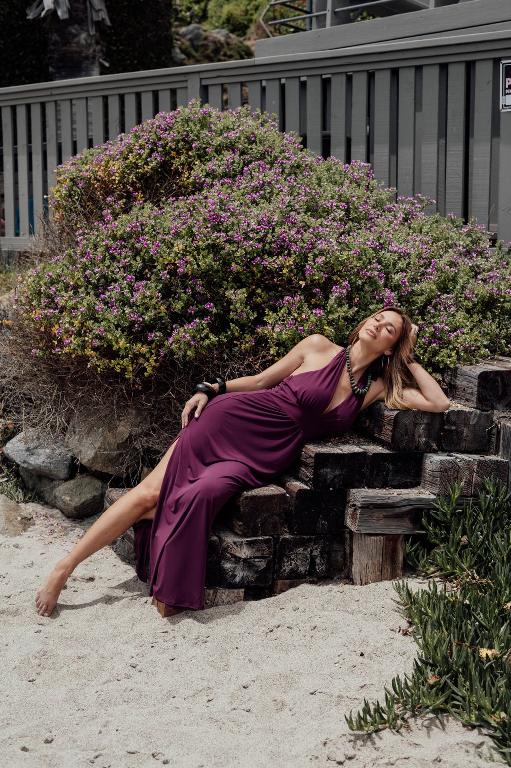 Eggplant Stretch Halter Maxi-BEST SELLER