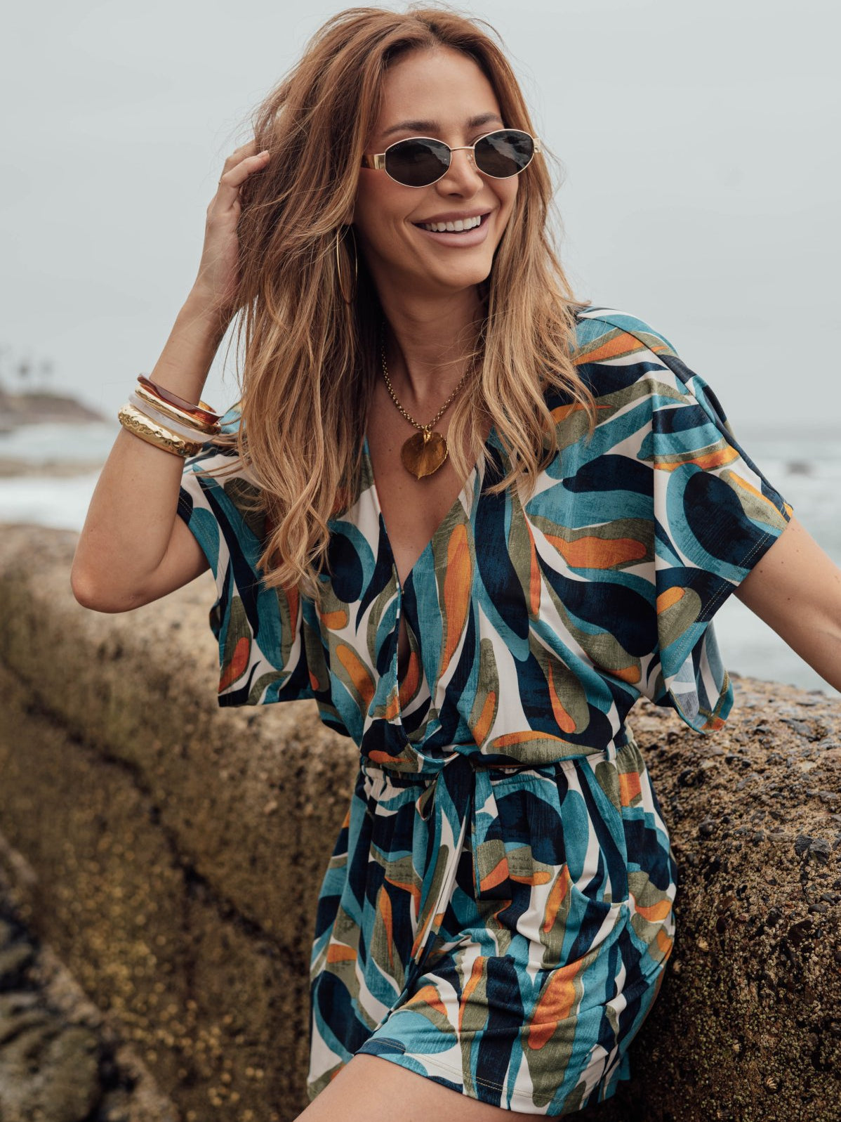 Aster Short Sleeve Open-Back Romper-BEST SELLER