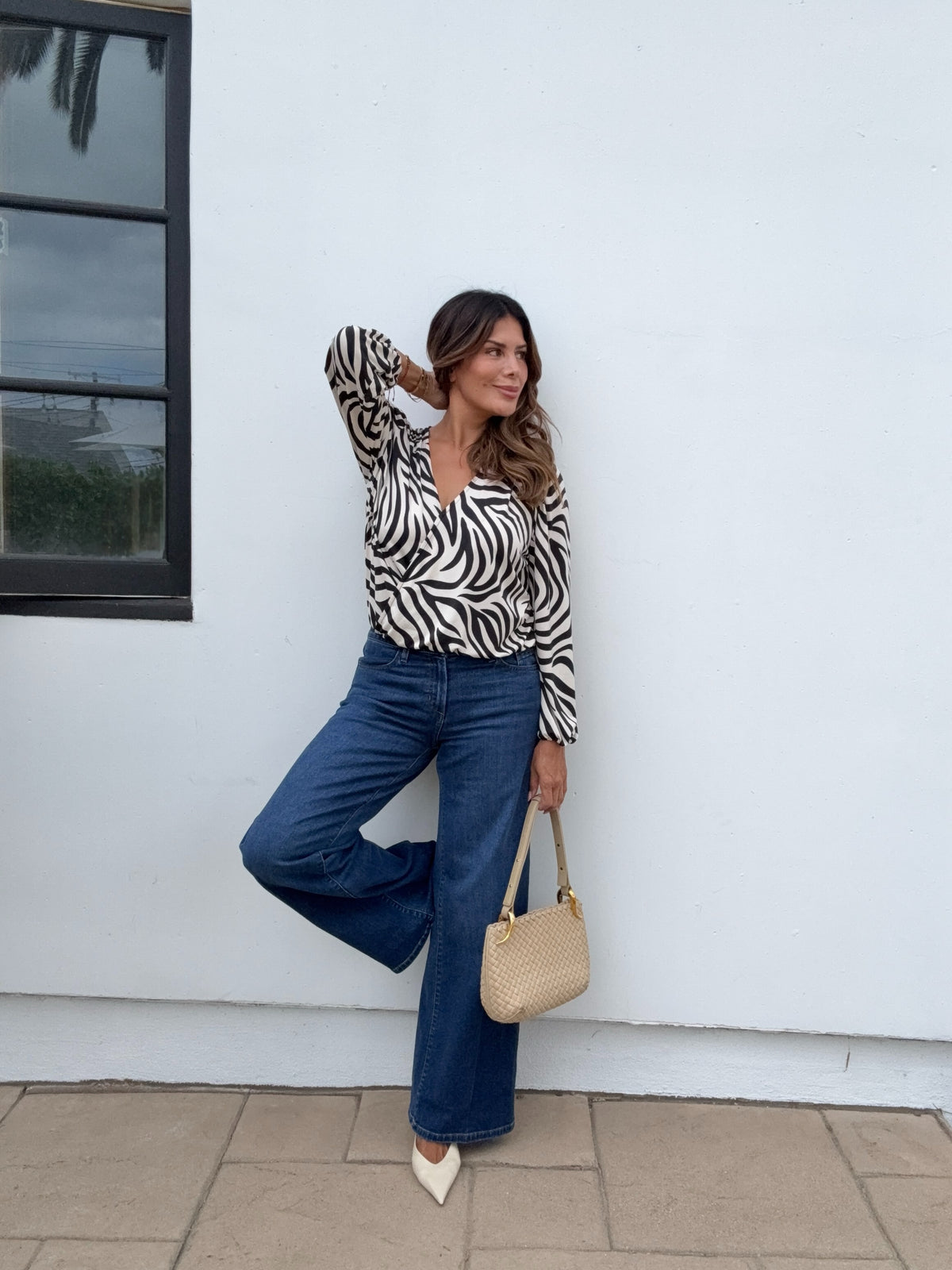 Mara Zebra Cropped Surplice Top