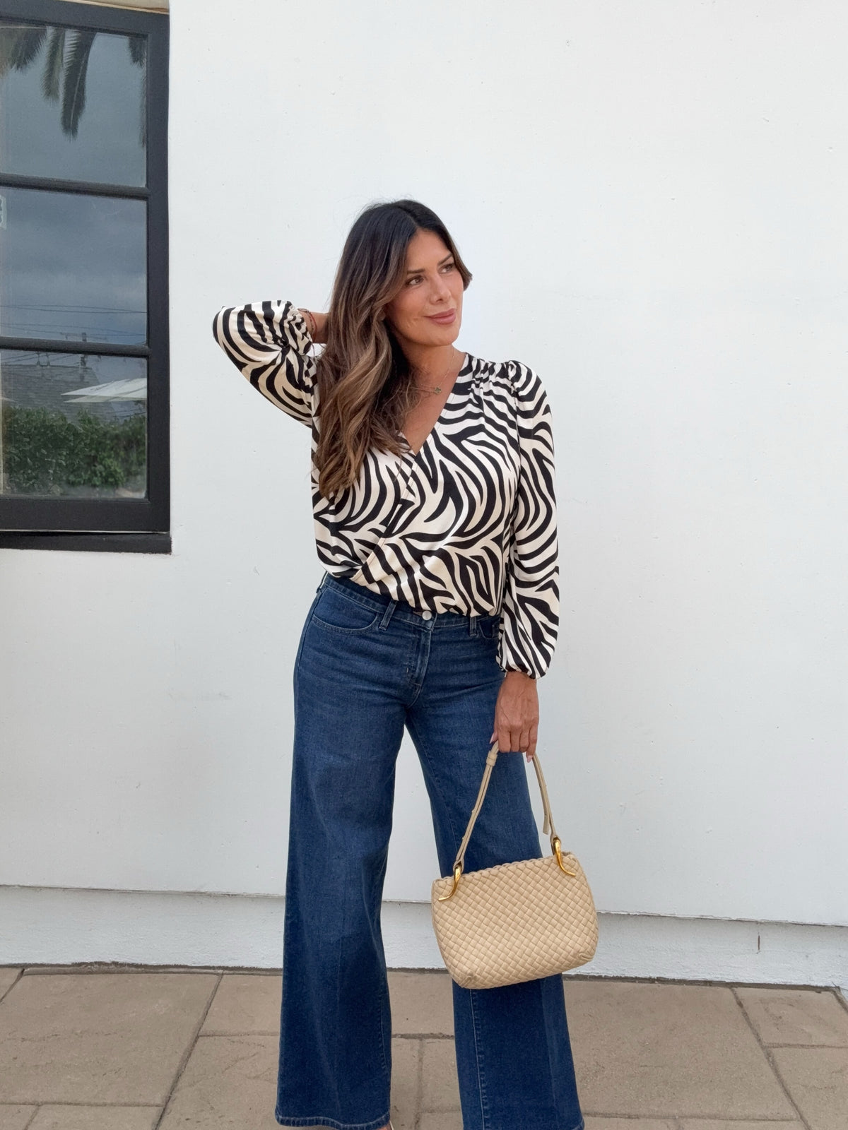 Mara Zebra Cropped Surplice Top