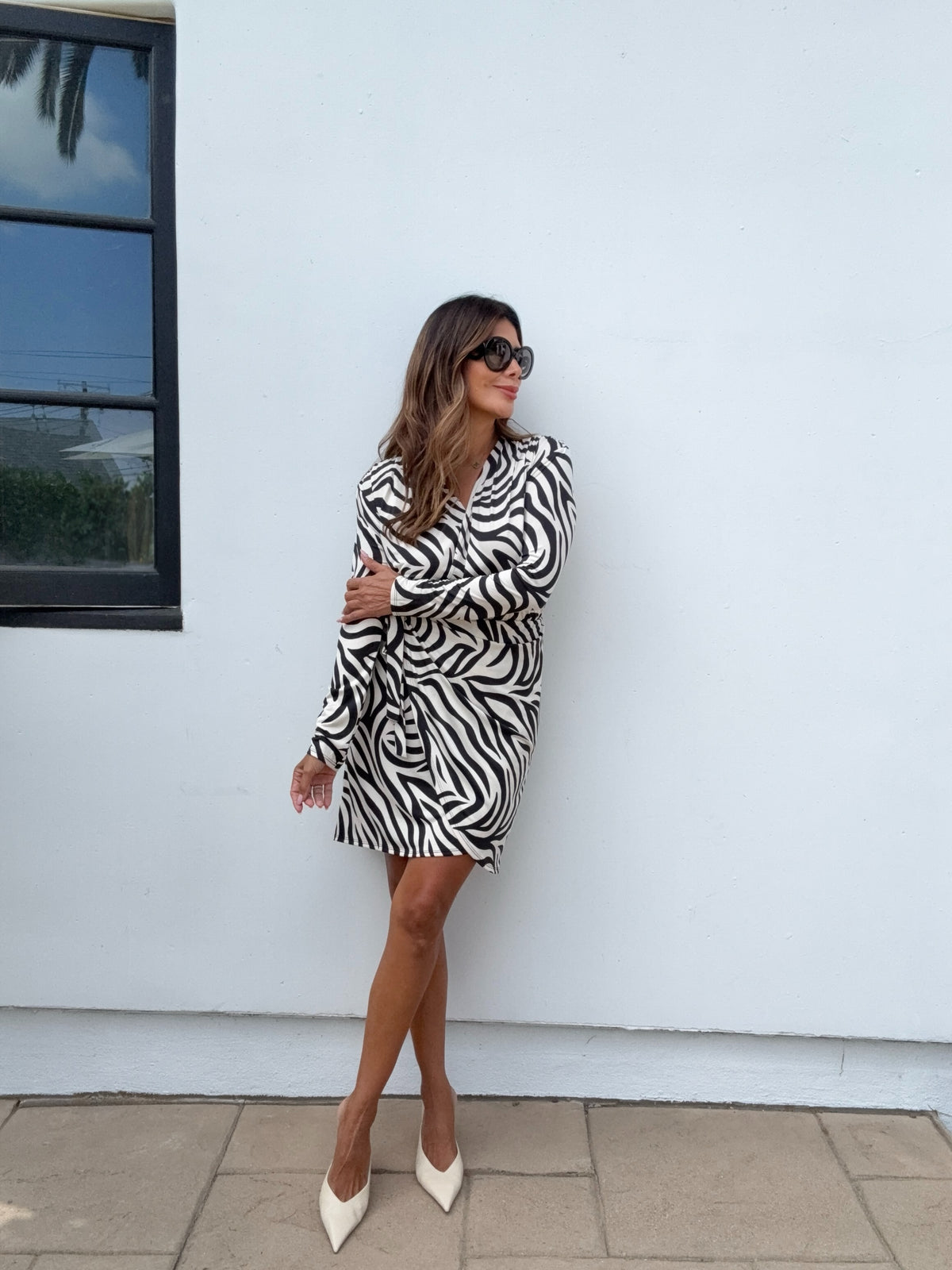 Mara Zebra Stretch Faux Wrap Dress-BEST SELLER