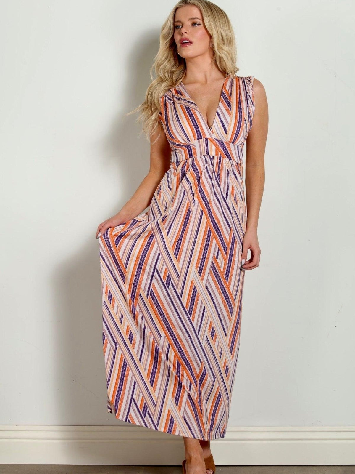 Carmel Stretch V-Neck Maxi Dress-FINAL SALE