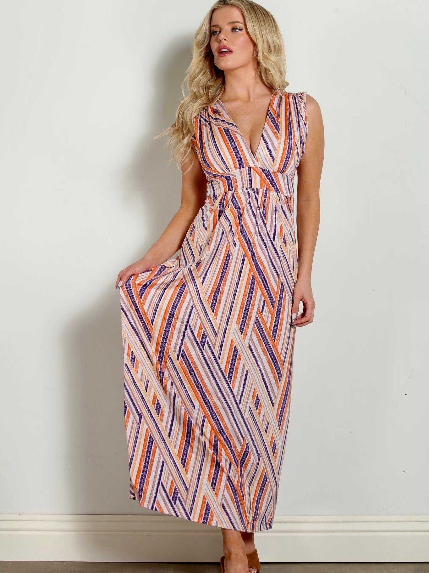Carmel Stretch V-Neck Maxi Dress-FINAL SALE