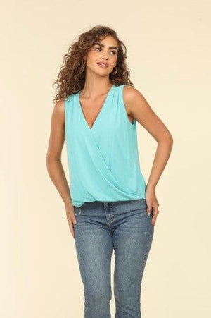 The Everyday Cupro Surplice Tank - Turquoise