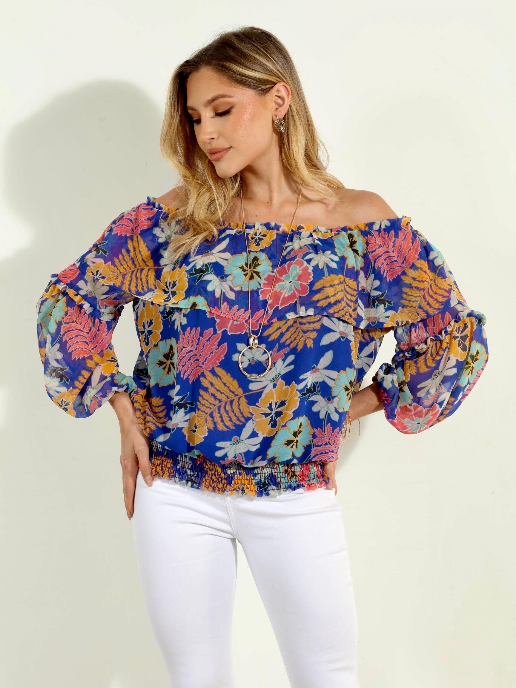 Brinley OTS Ruffle Smocked Top-FINAL SALE