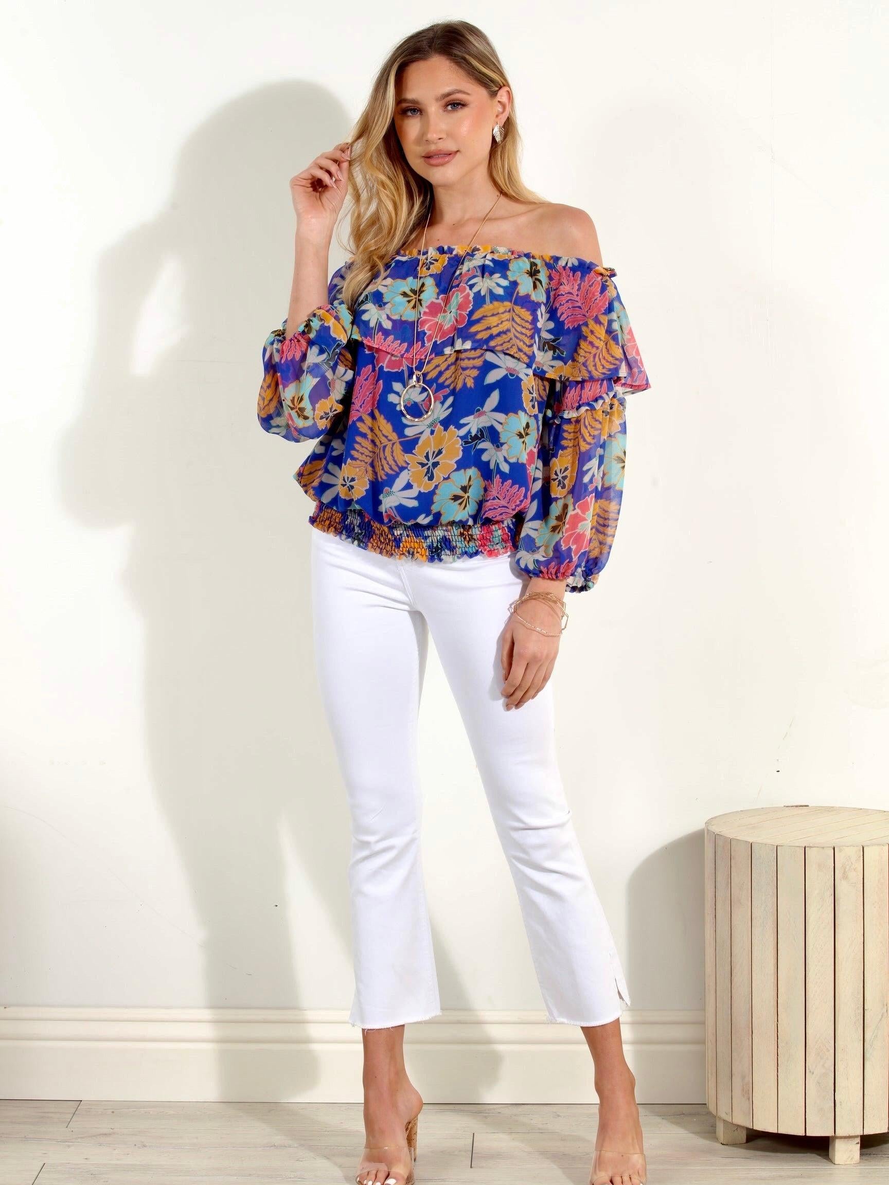 Brinley OTS Ruffle Smocked Top-FINAL SALE