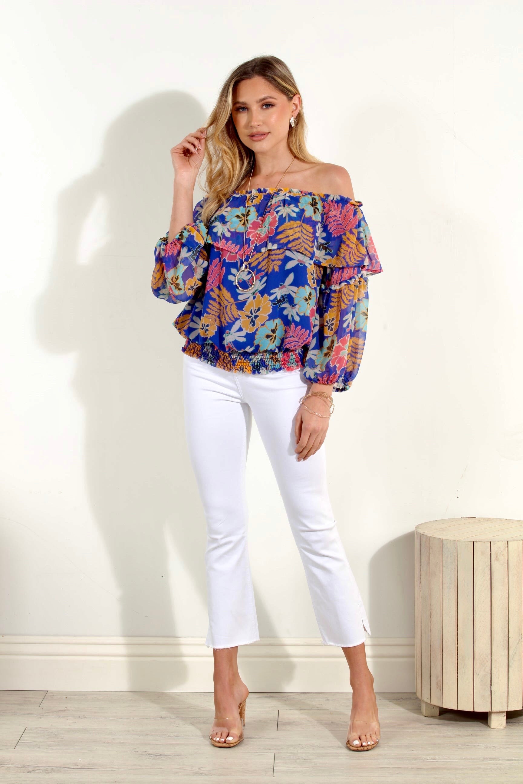 Brinley OTS Ruffle Smocked Top-FINAL SALE