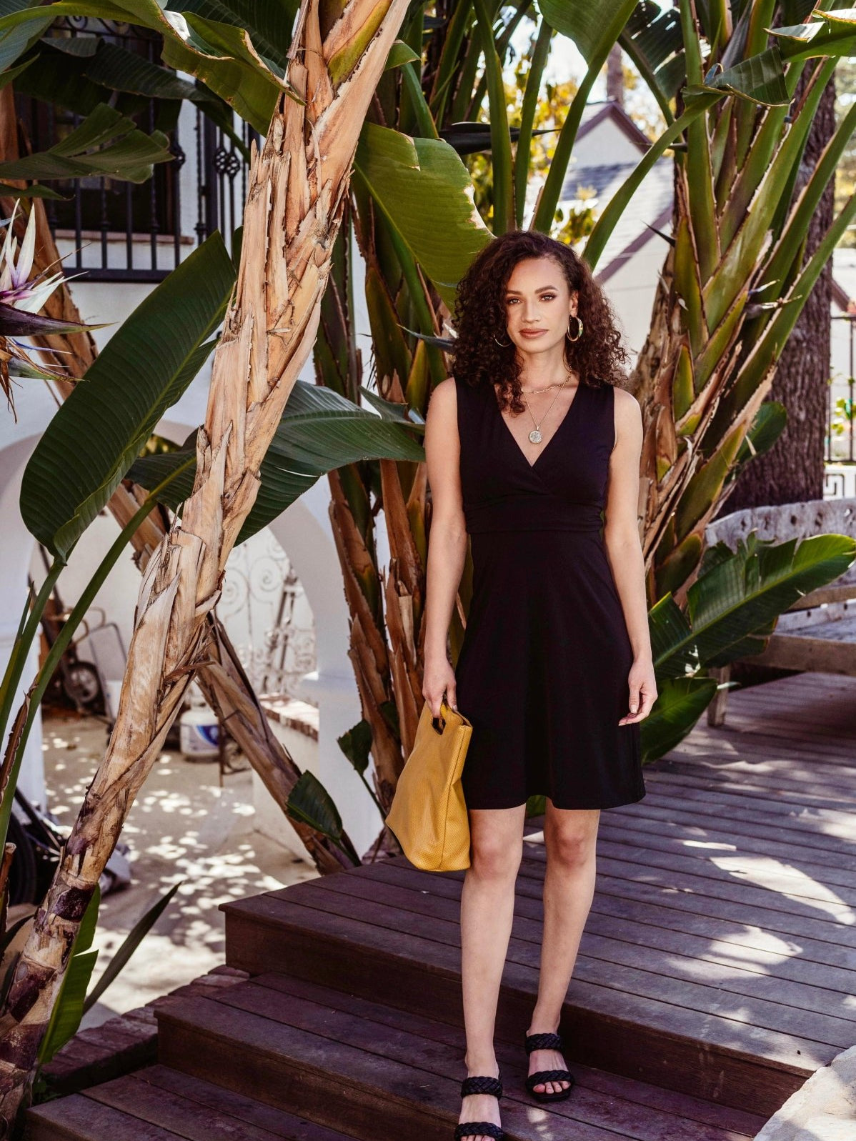 Black Deep V Stretch Dress-BEST SELLER
