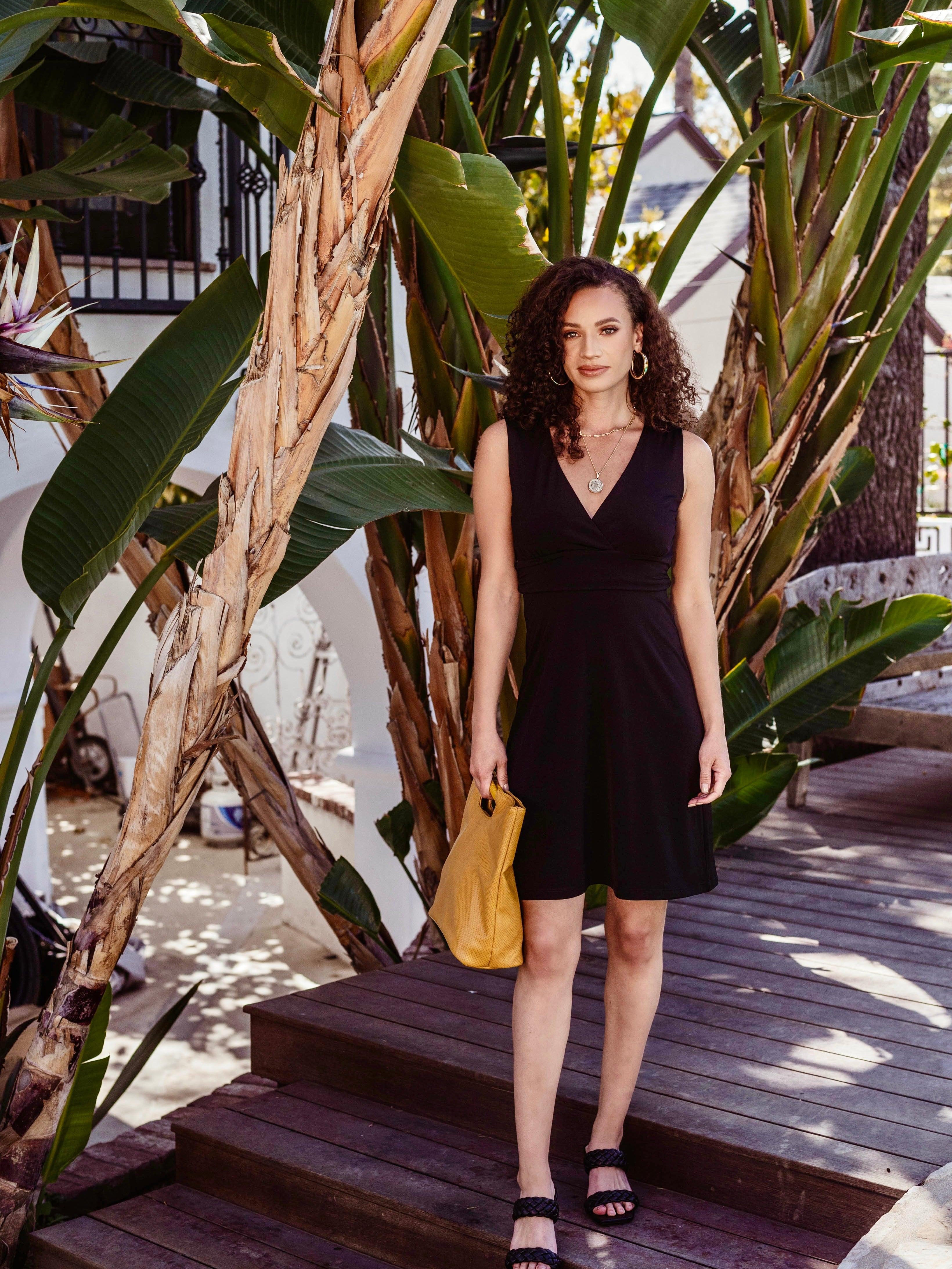Black Deep V Stretch Dress-BEST SELLER