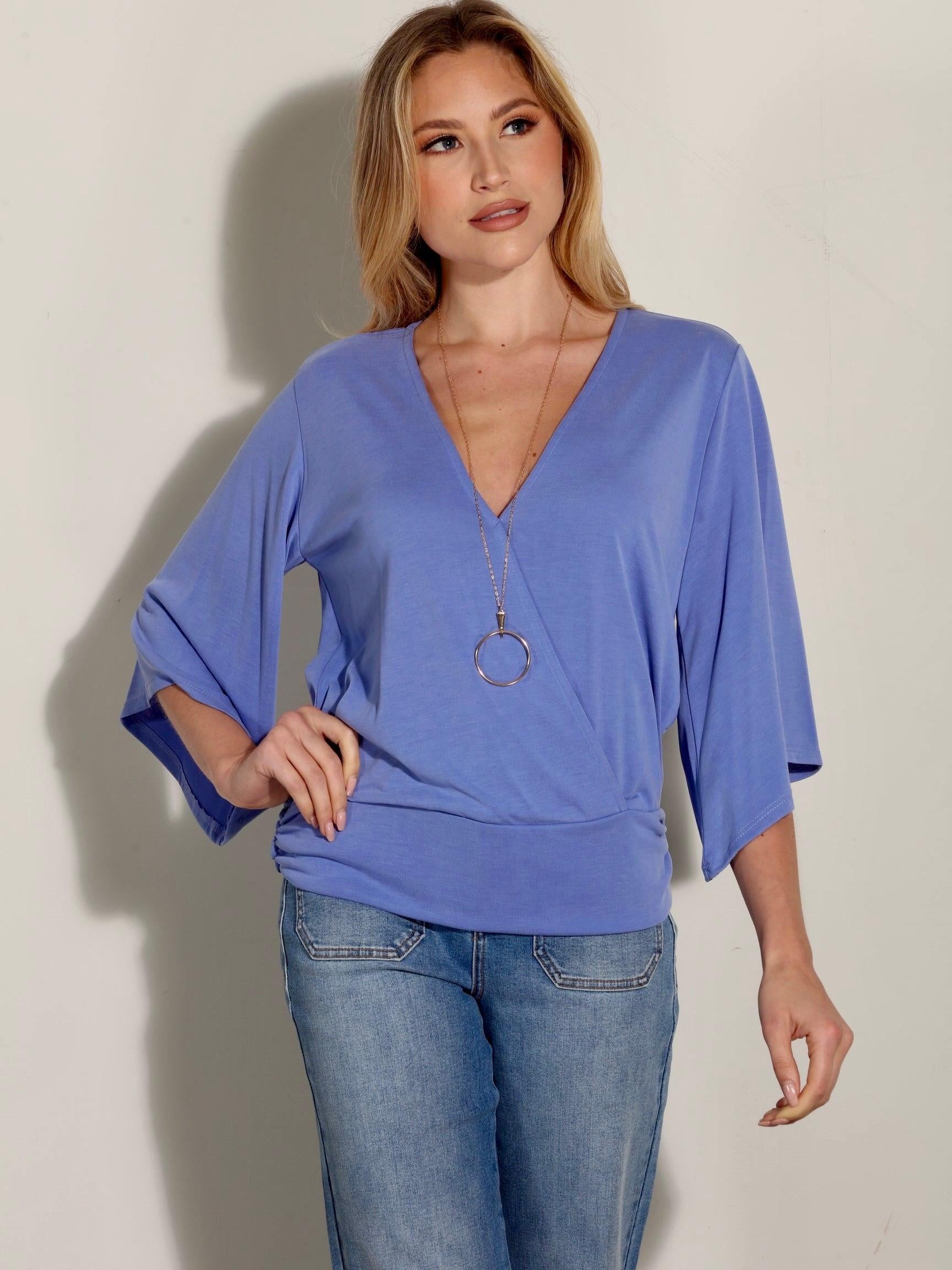 Peri Cupro Stretch Banded Kimono Top-FINAL SALE