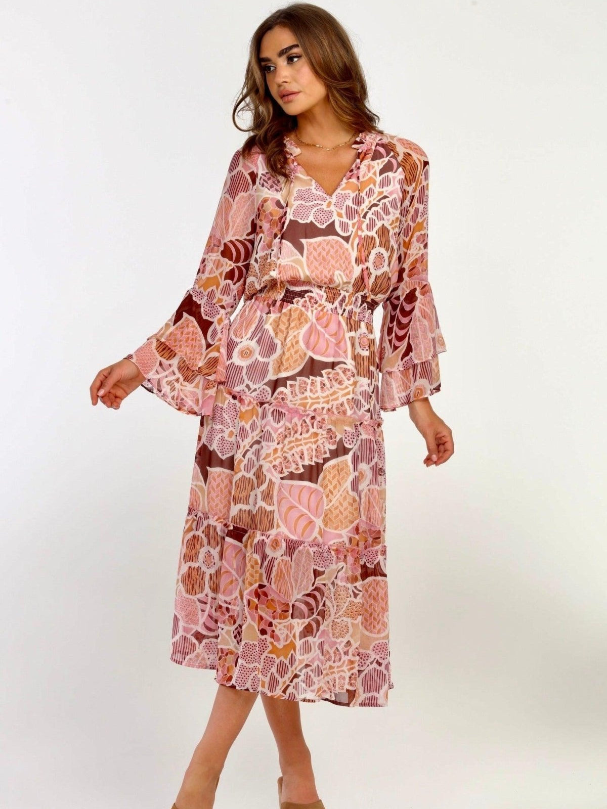 Fleur Tiered Chiffon Midi Dress-FINAL SALE