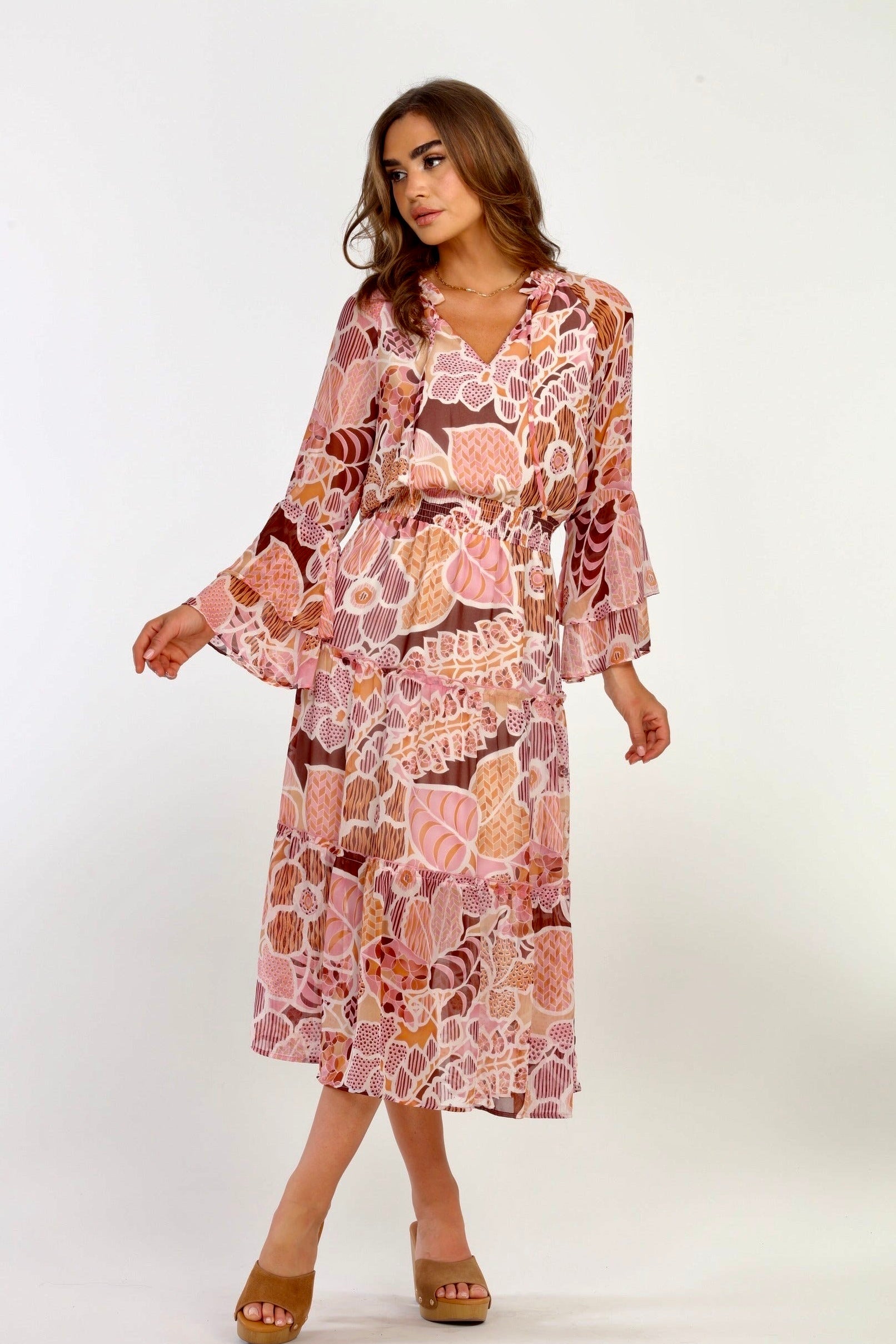 Fleur Tiered Chiffon Midi Dress-FINAL SALE