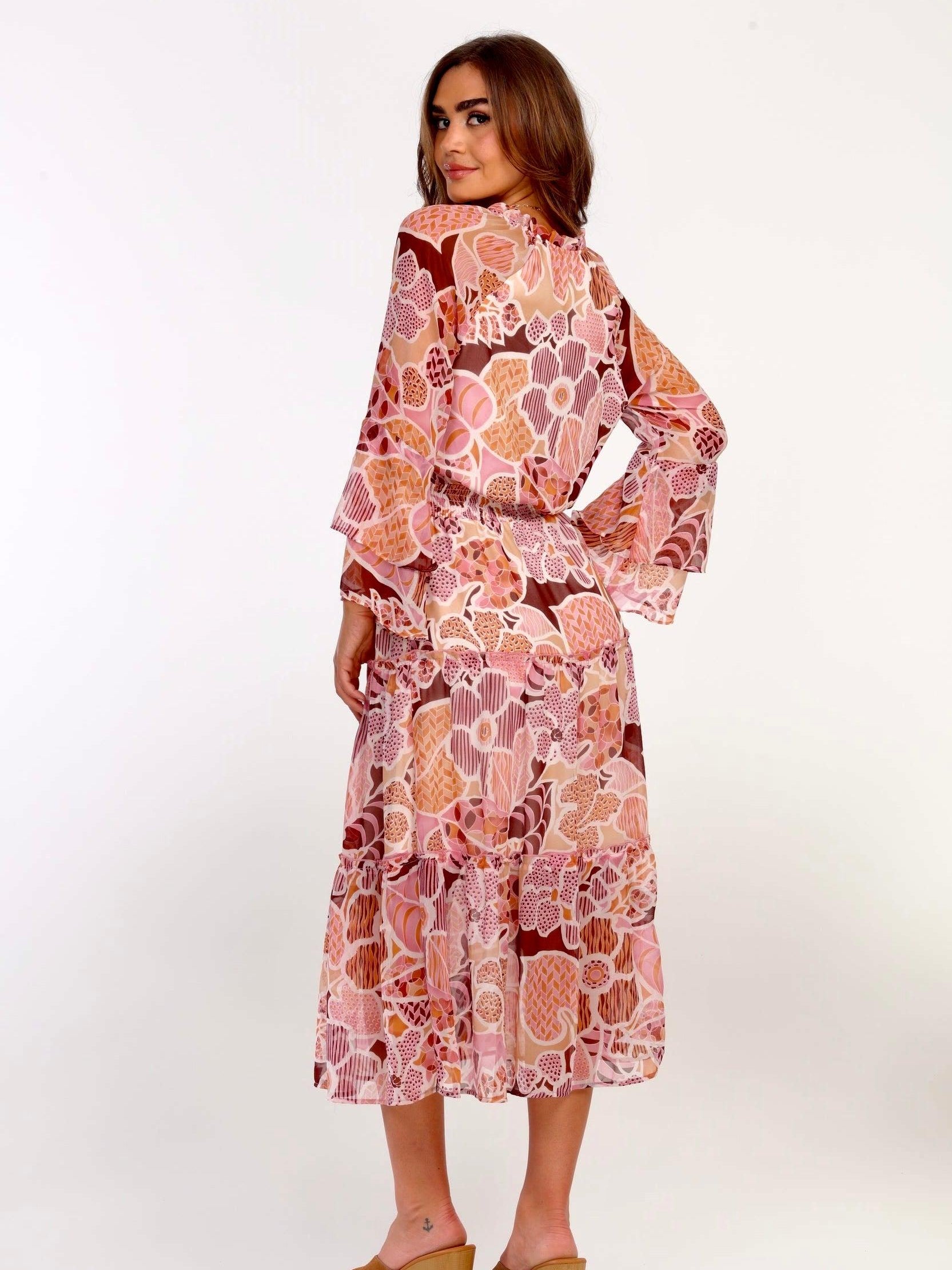 Fleur Tiered Chiffon Midi Dress-FINAL SALE