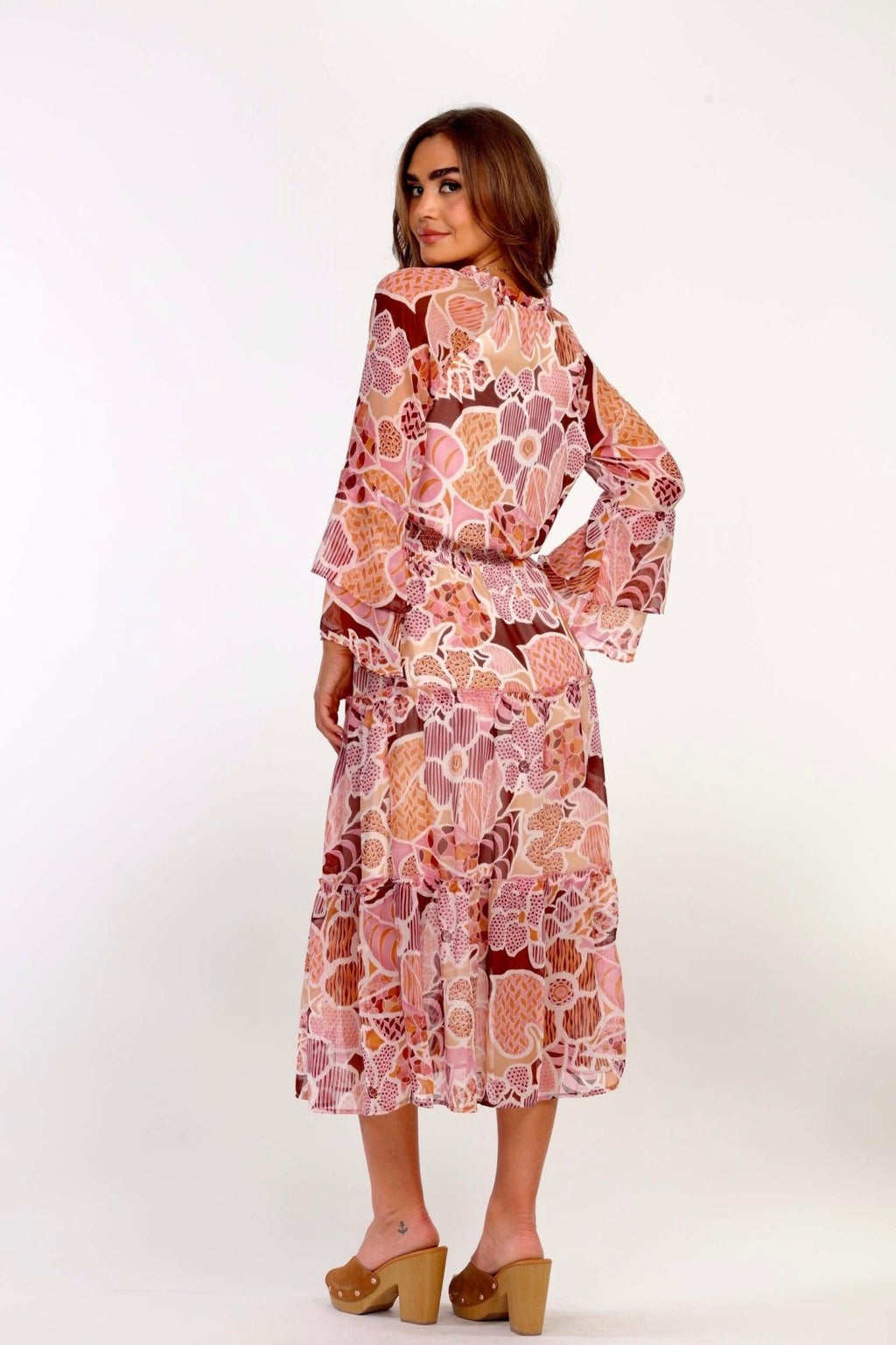 Fleur Tiered Chiffon Midi Dress-FINAL SALE