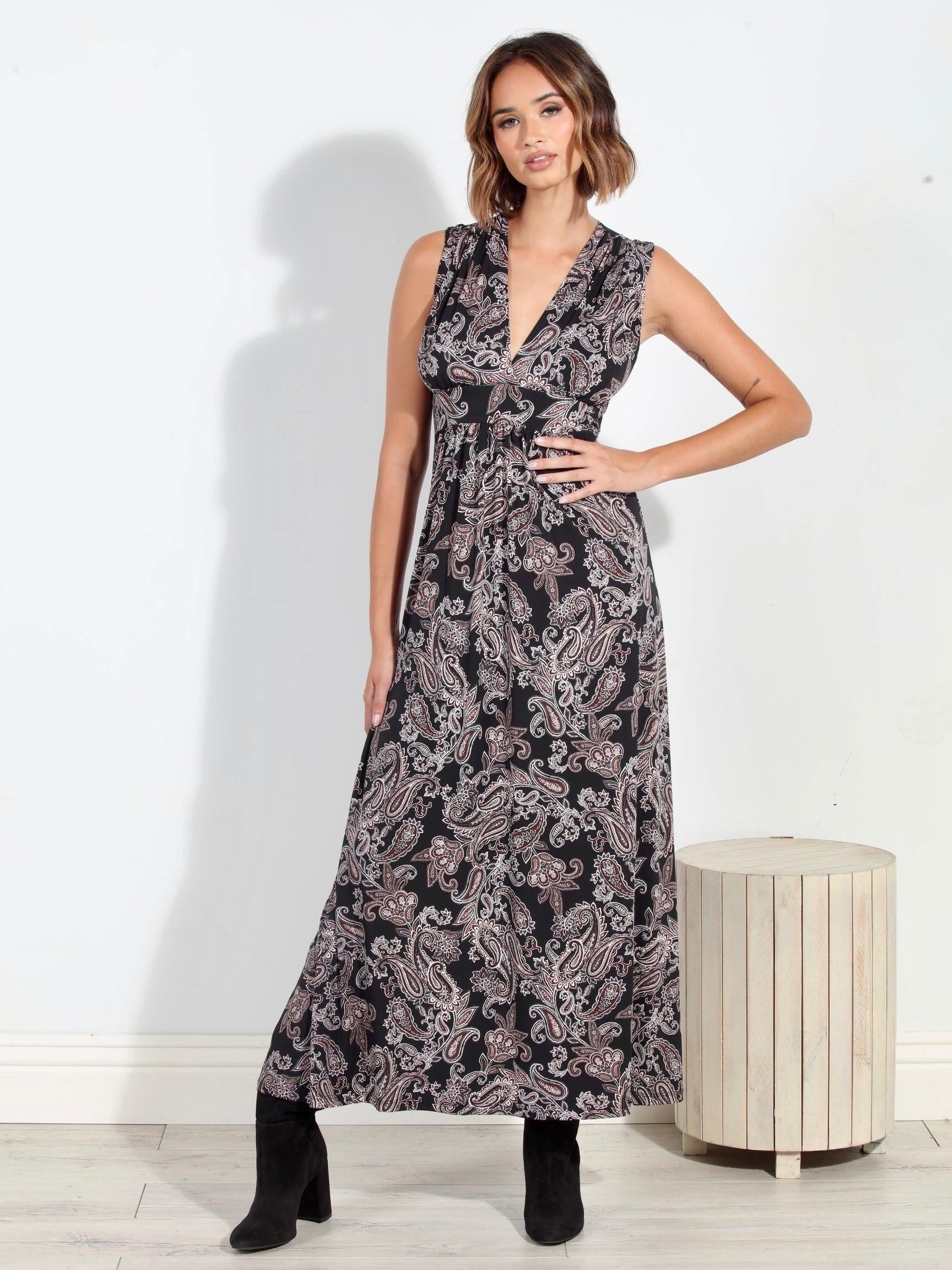 Delano Stretch V-Neck Maxi Dress-FINAL SALE