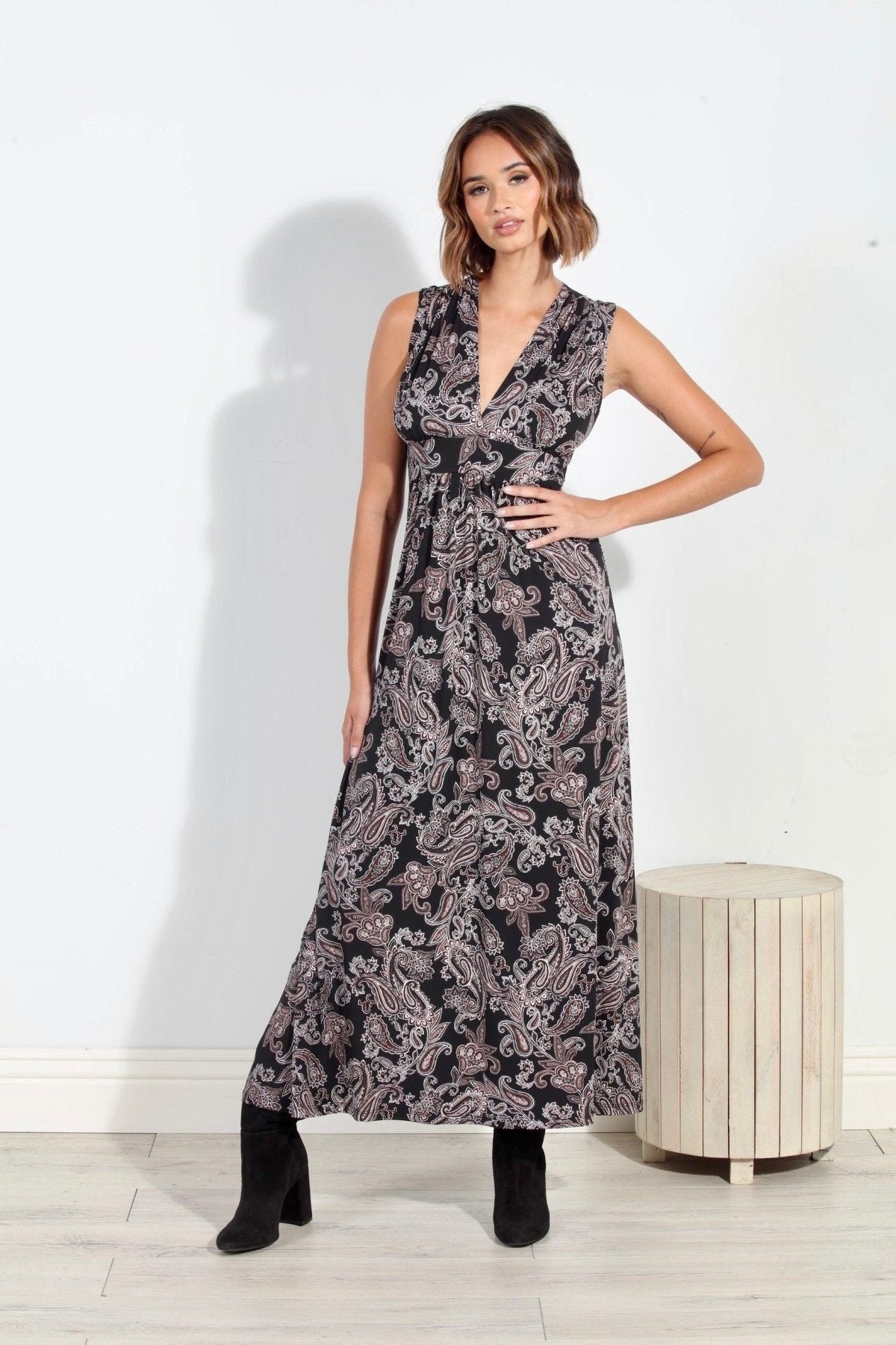 Delano Stretch V-Neck Maxi Dress-FINAL SALE