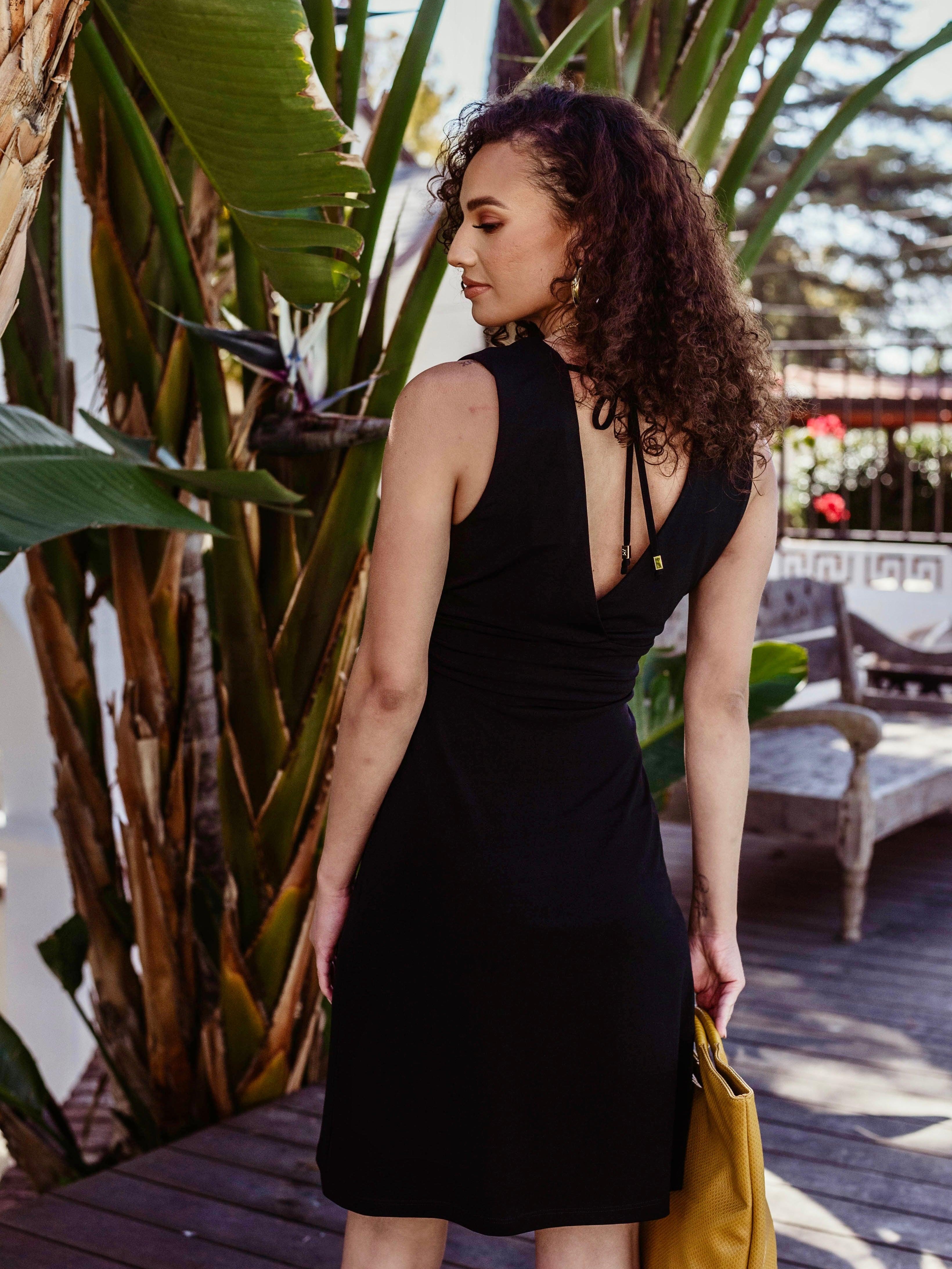 Black Deep V Stretch Dress-BEST SELLER