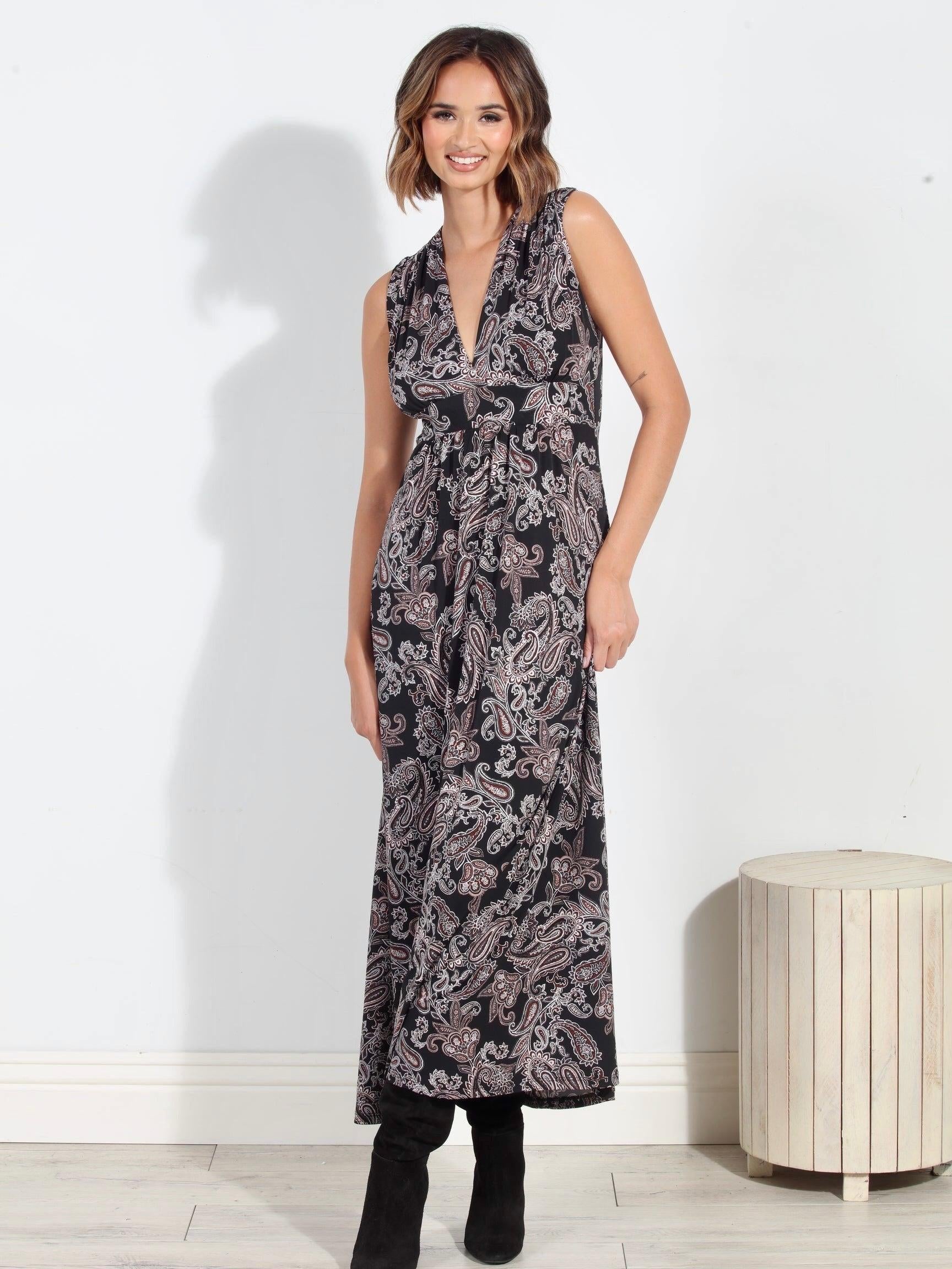 Delano Stretch V-Neck Maxi Dress-FINAL SALE