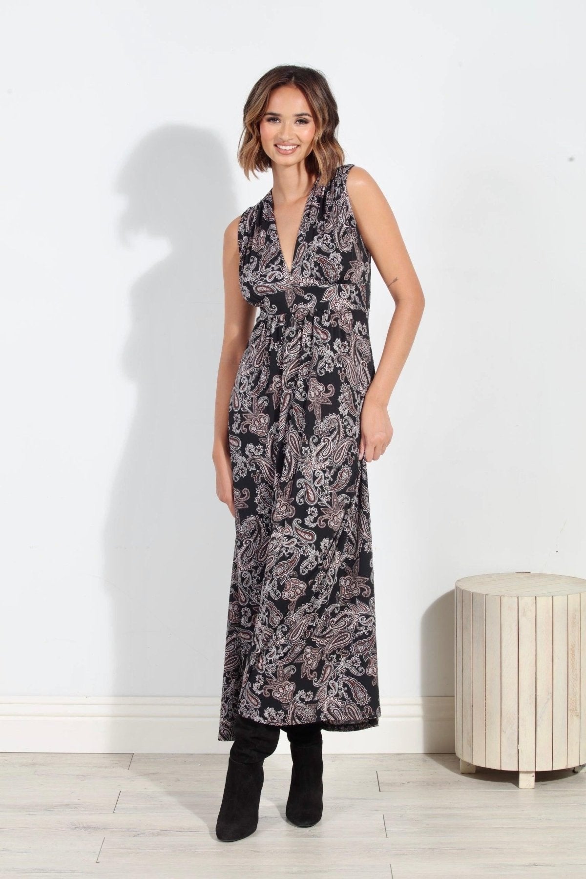 Delano Stretch V-Neck Maxi Dress-FINAL SALE