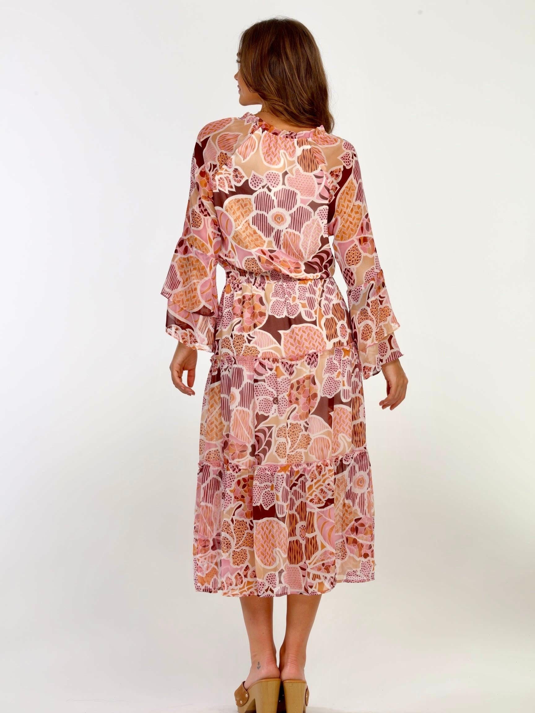 Fleur Tiered Chiffon Midi Dress-FINAL SALE