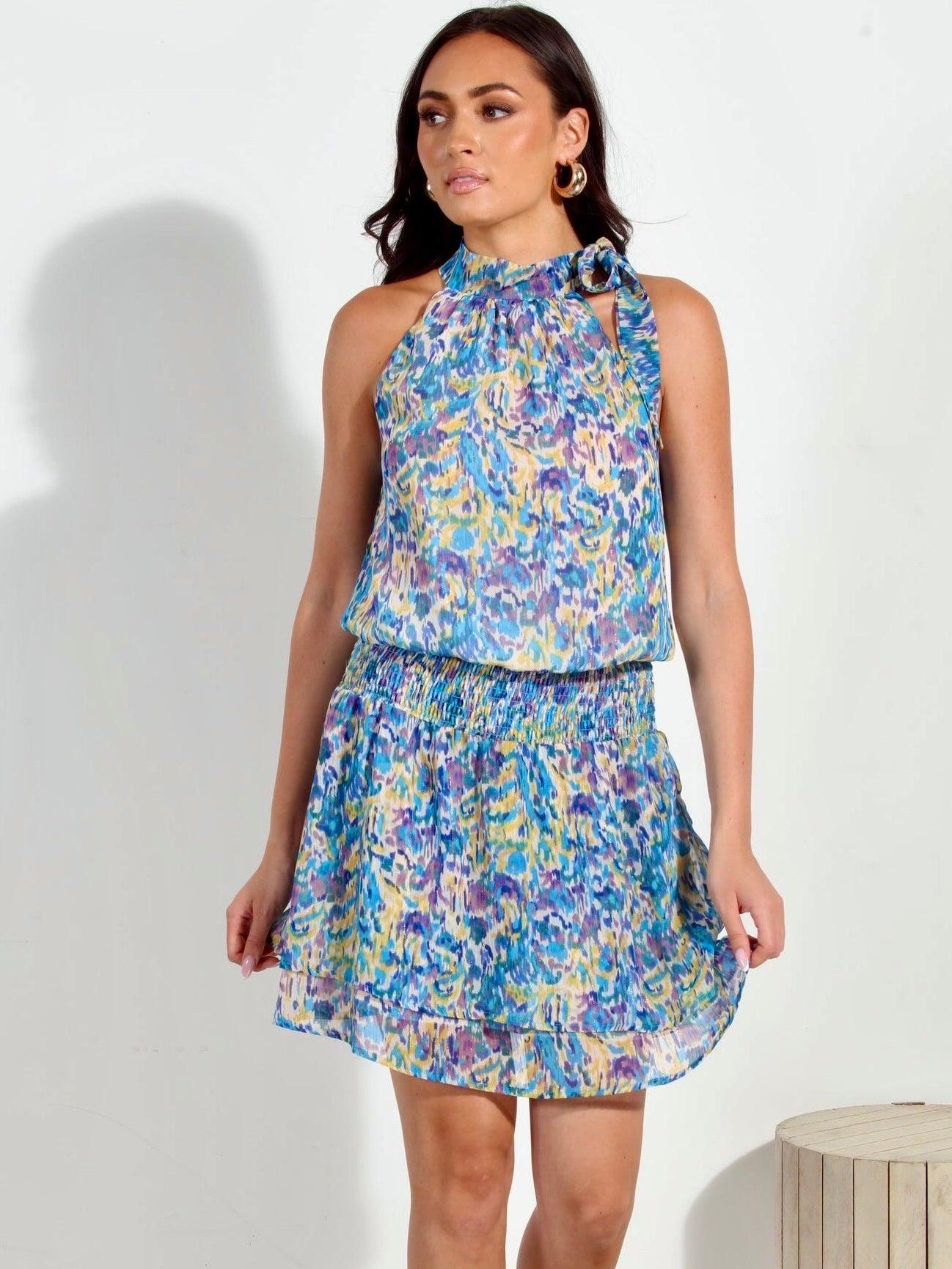Rainey Chiffon Halter Dress-FINAL SALE