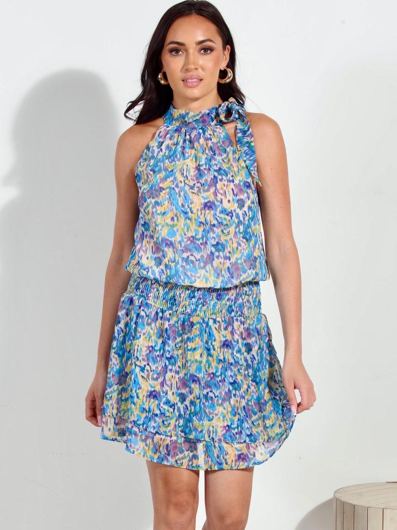 Rainey Chiffon Halter Dress-FINAL SALE