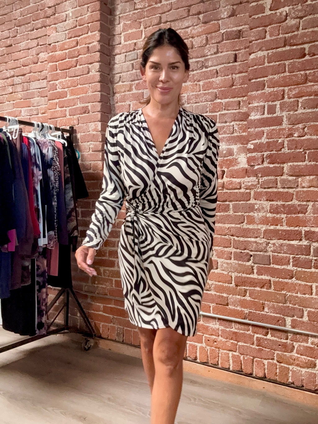 Mara Zebra Stretch Faux Wrap Dress-BEST SELLER