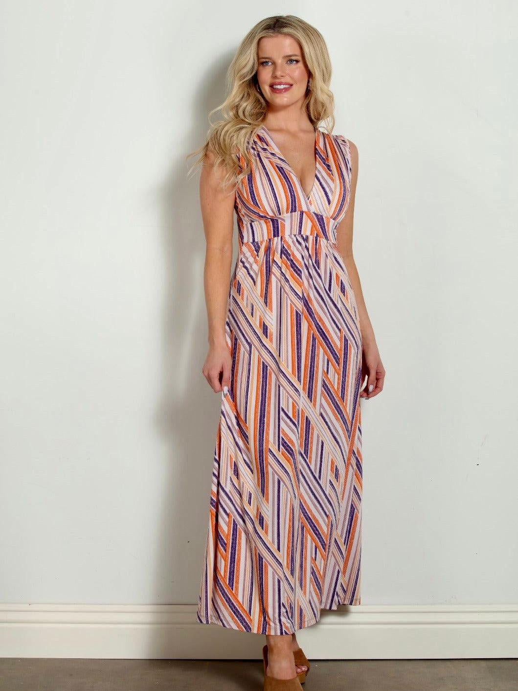 Carmel Stretch V-Neck Maxi Dress-FINAL SALE