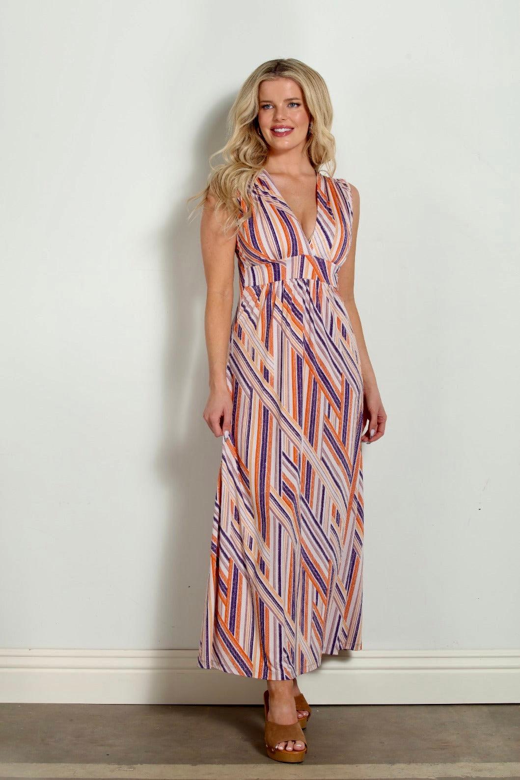 Carmel Stretch V-Neck Maxi Dress-FINAL SALE