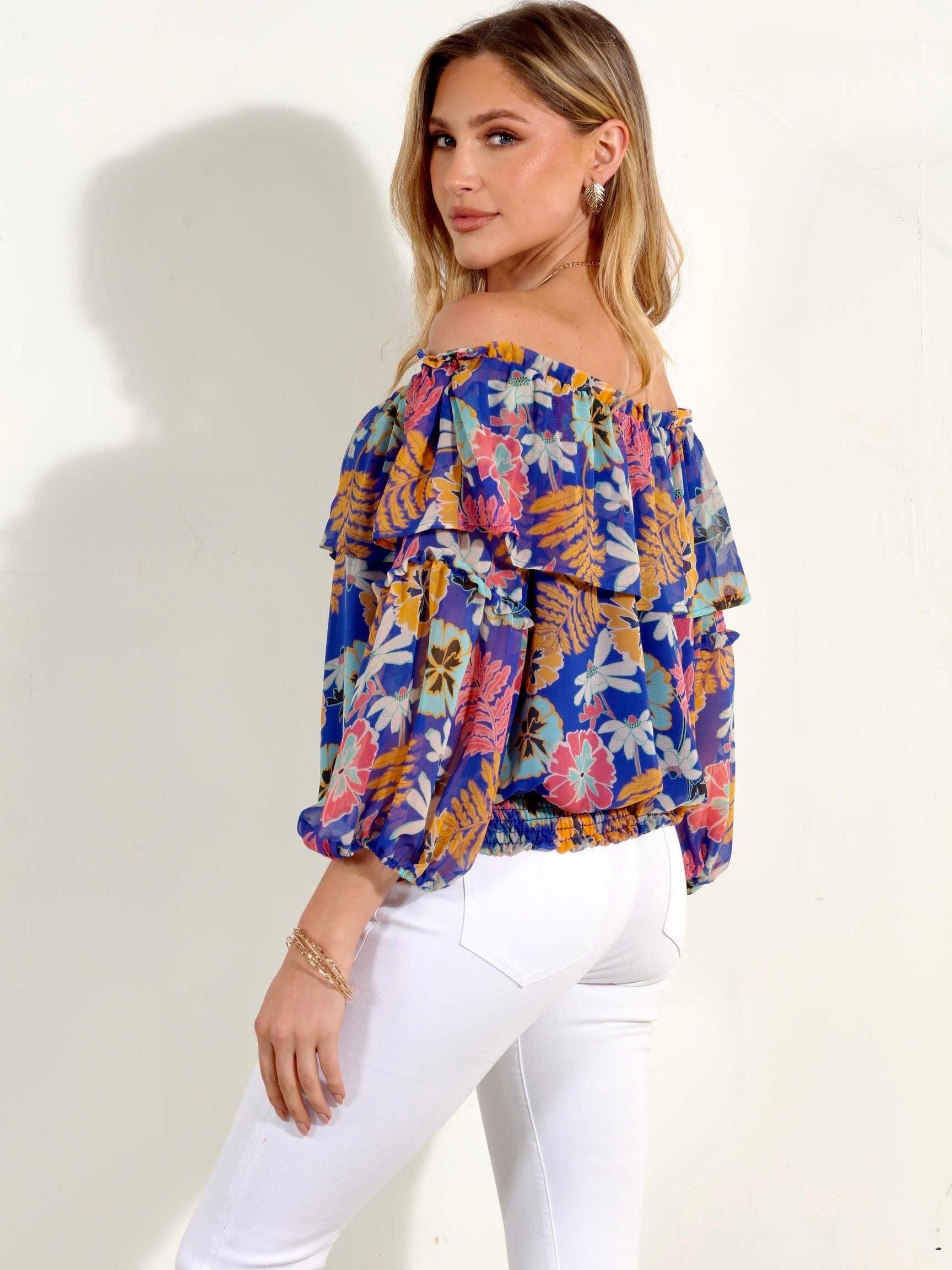 Brinley OTS Ruffle Smocked Top-FINAL SALE