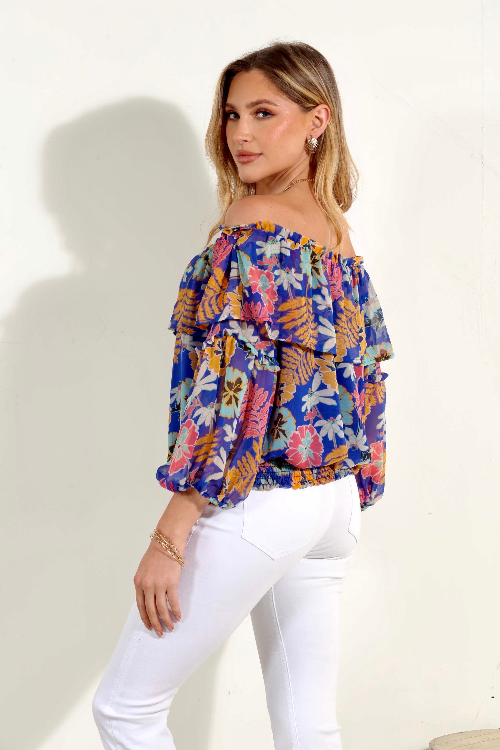 Brinley OTS Ruffle Smocked Top-FINAL SALE