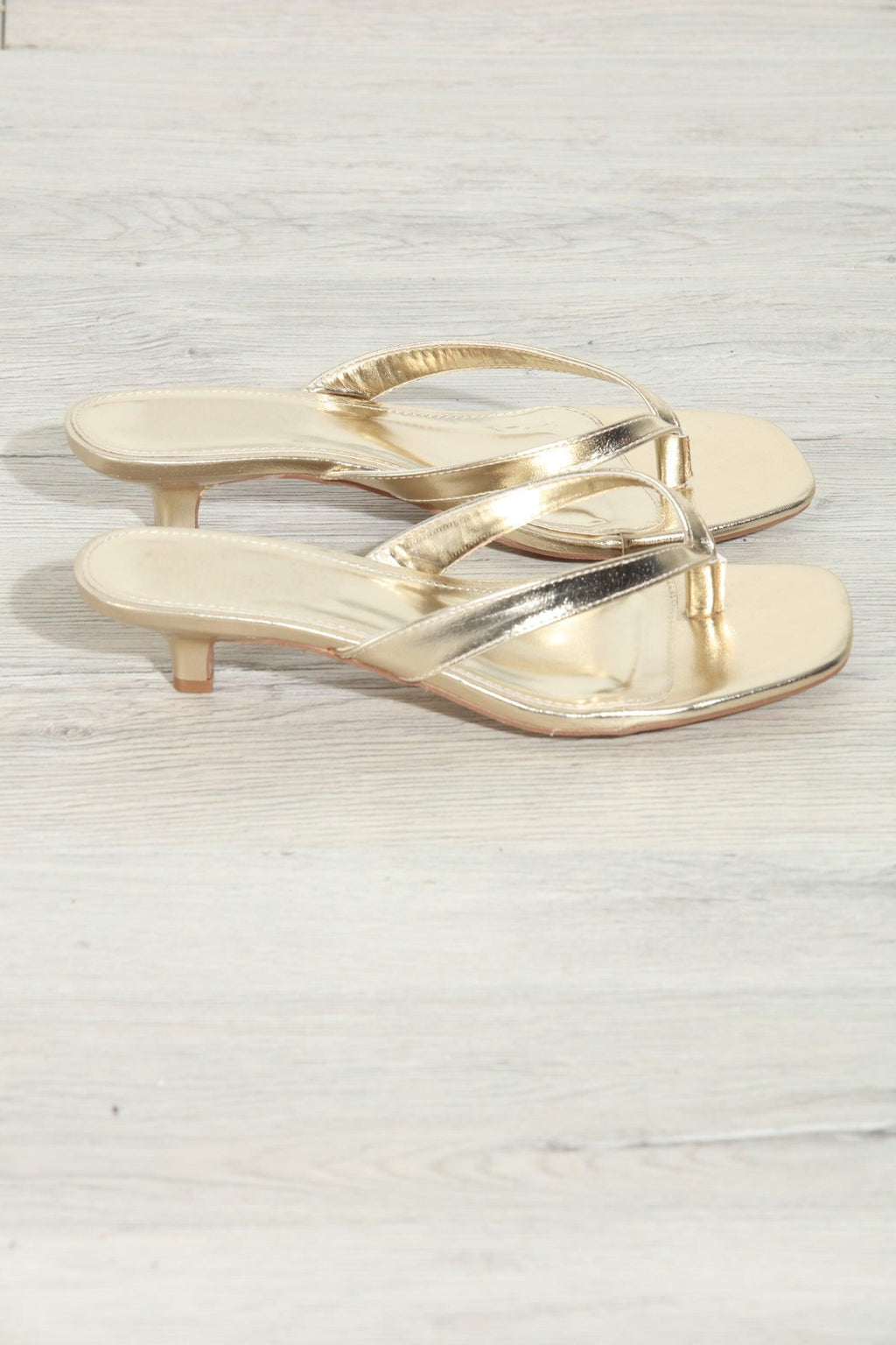 Gold Kitten Heel Sandals-BEST SELLER