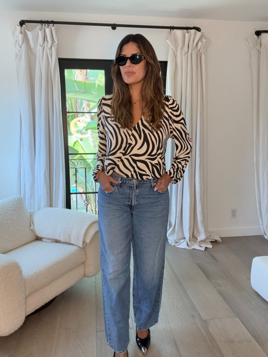 Mara Zebra Cropped Surplice Top