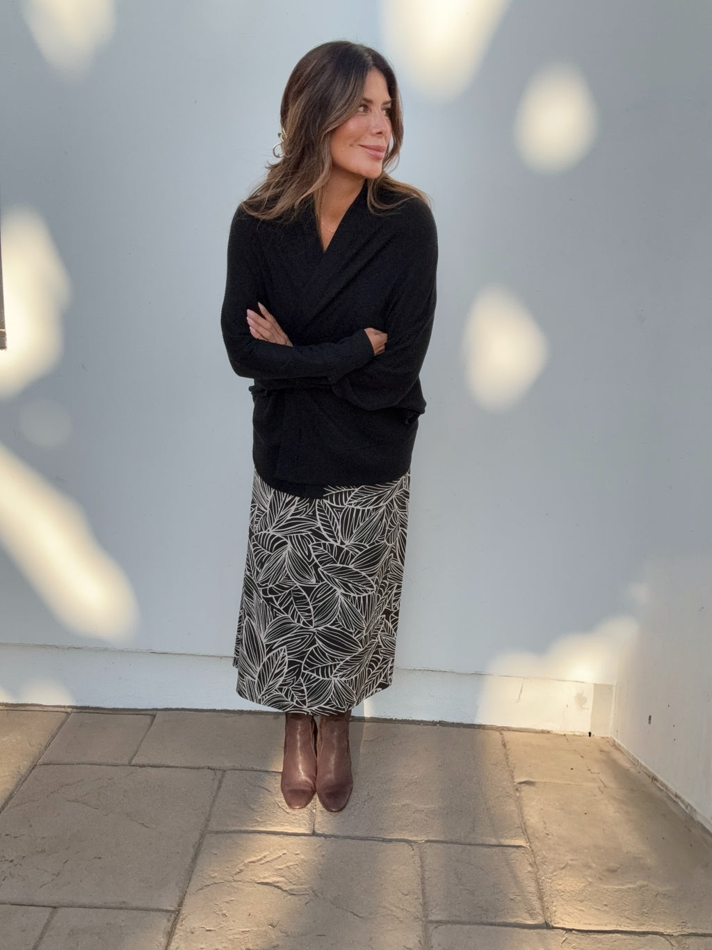 Dolman Knit Draped Cardigan-Black