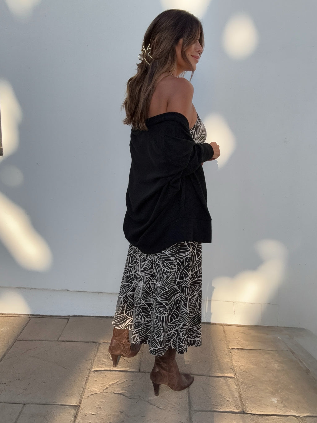Dolman Knit Draped Cardigan-Black